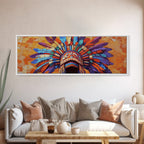 Sacred Geometry Native American Headdress Canvas Wall Art