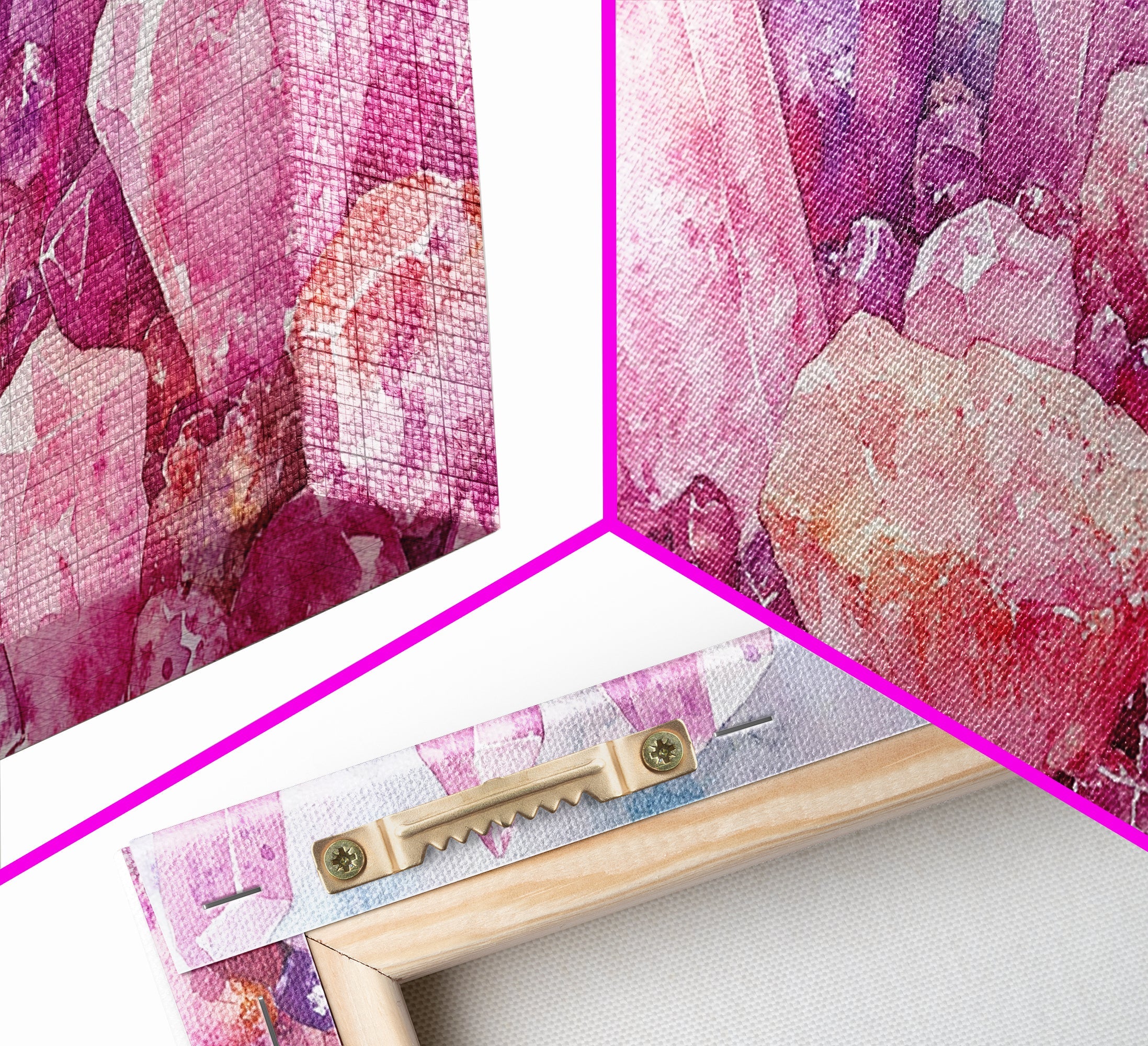 Sacred Geometry Pink Gemstone Framed Canvas Wall Art Print
