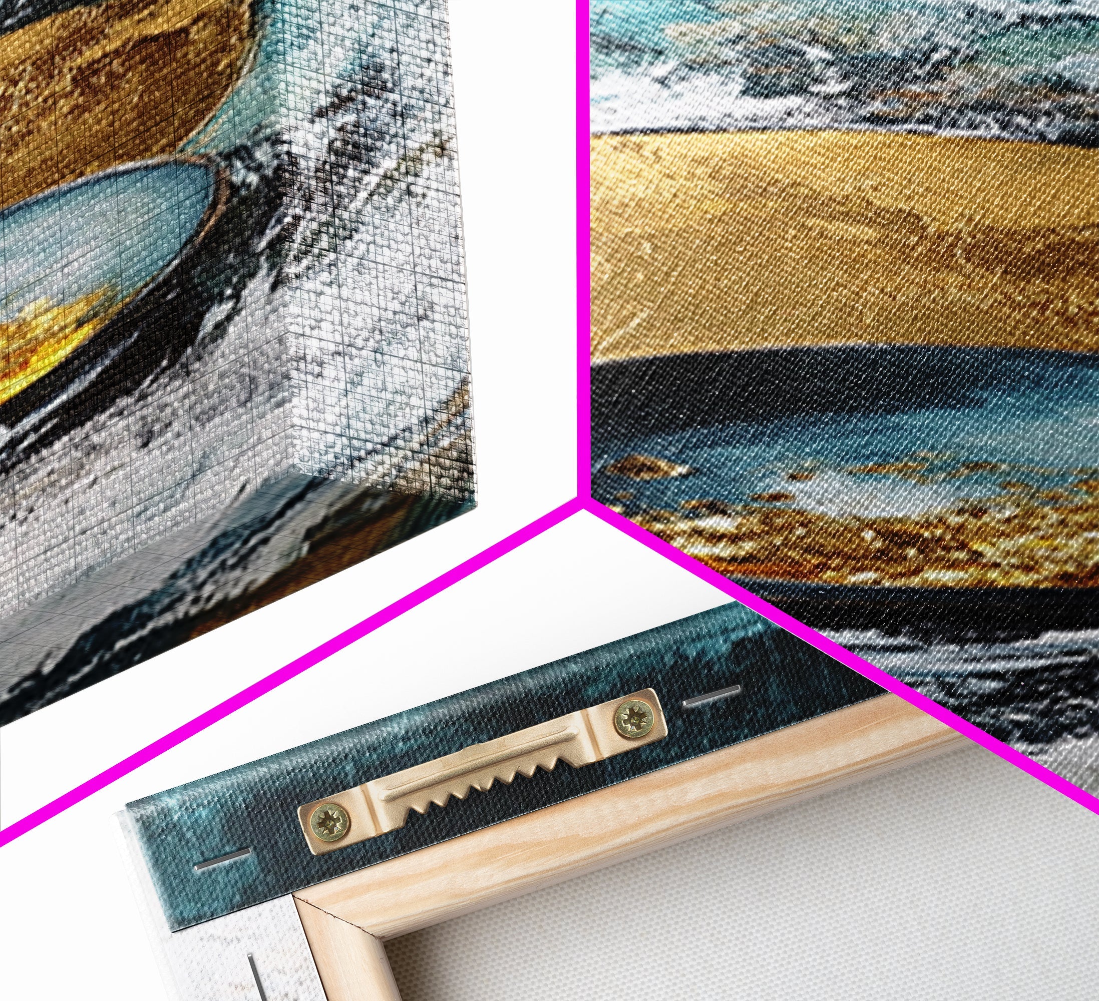 Abstract Gold and Teal Sacred Geometry Wall Art