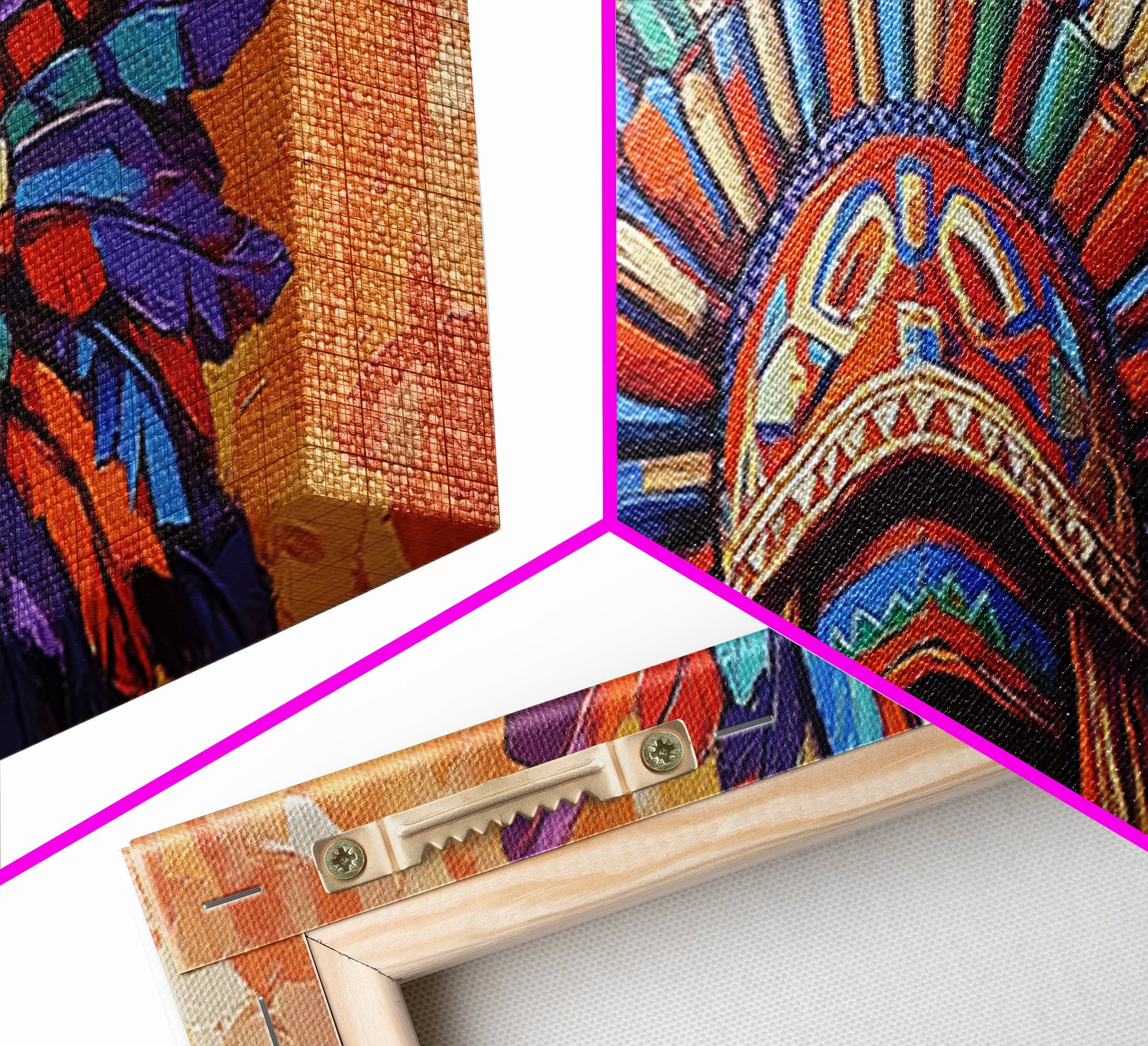 Sacred Geometry Native American Headdress Canvas Wall Art
