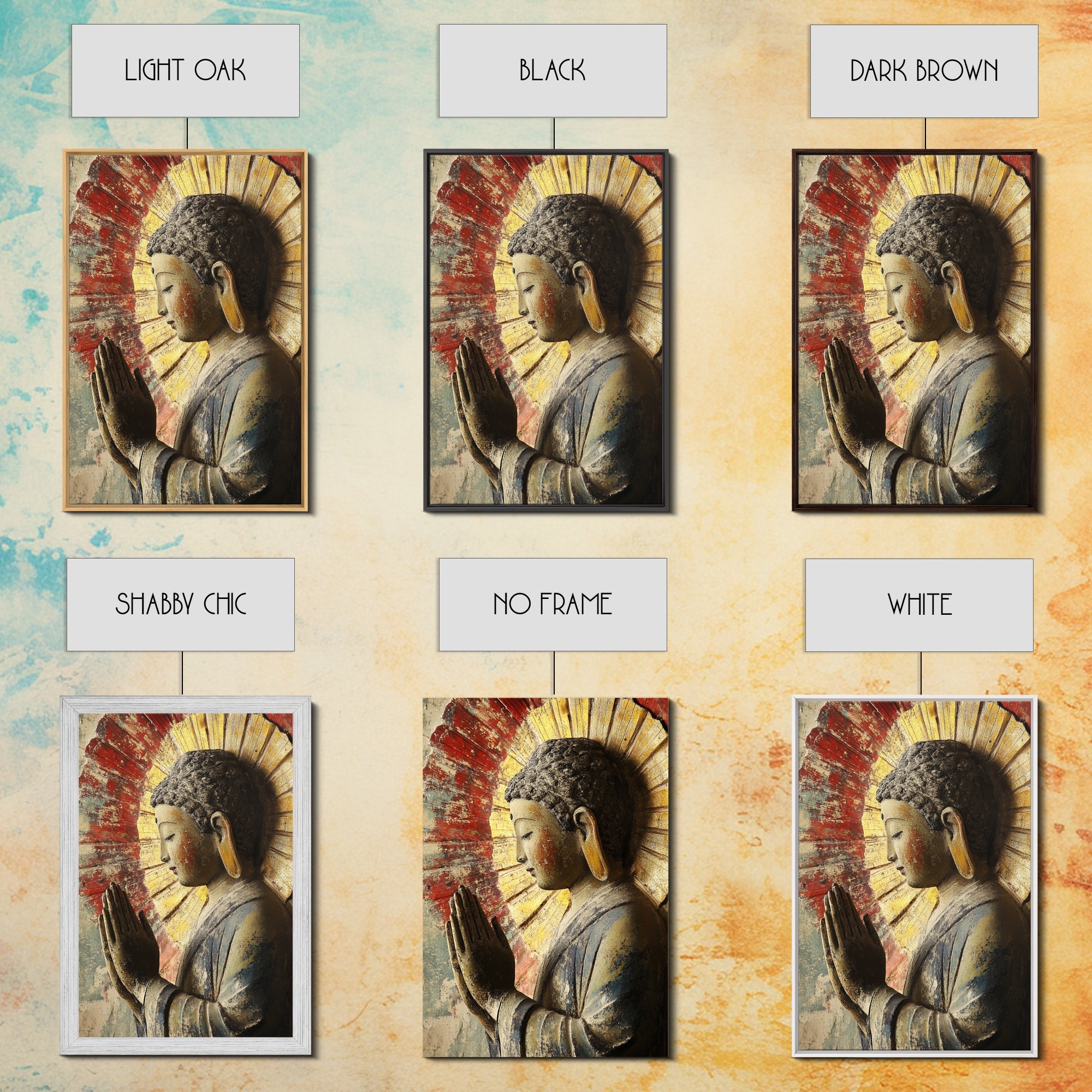 Sacred Geometry Buddha Framed Canvas Zen Wall Art