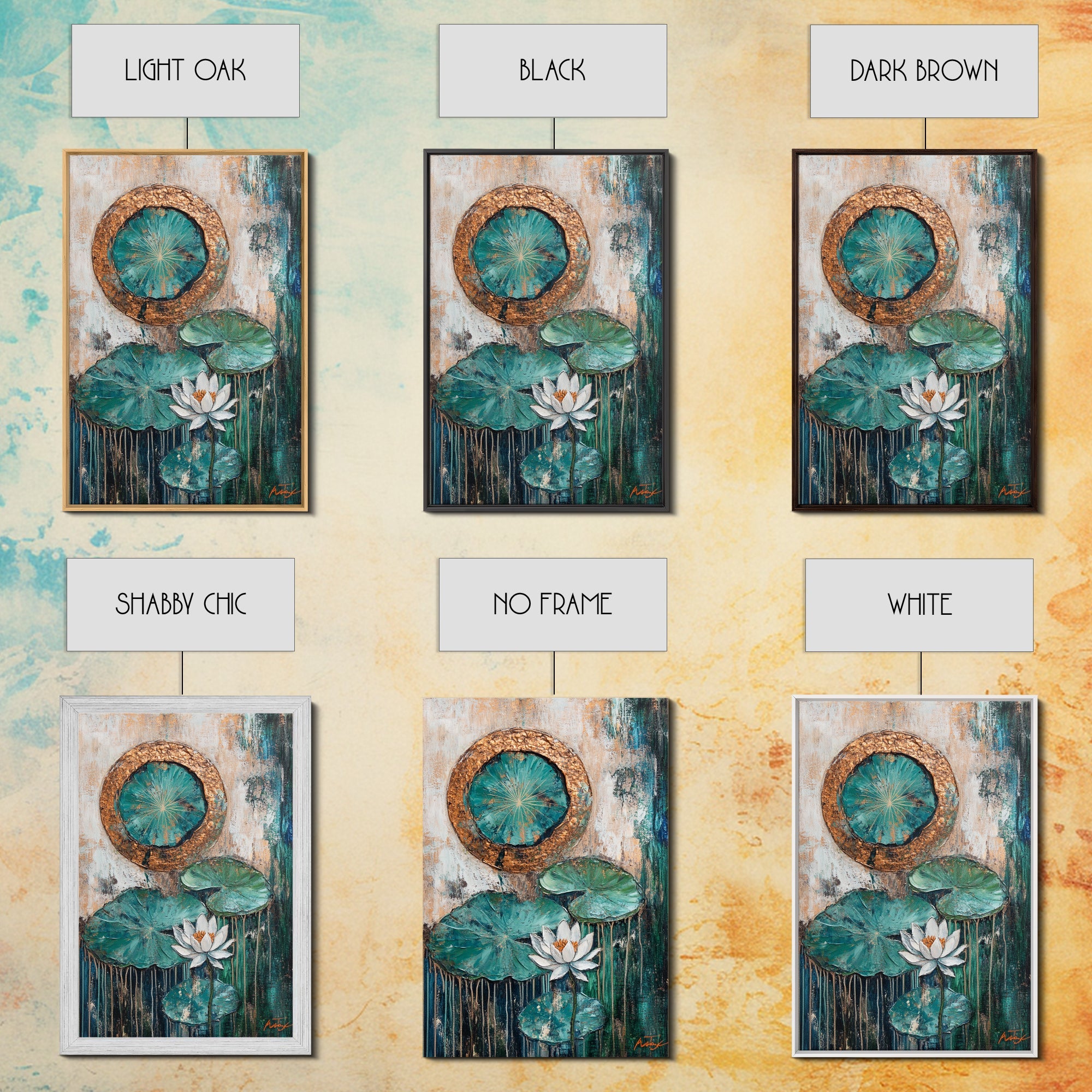Sacred Geometry Gold Framed Abstract Lotus