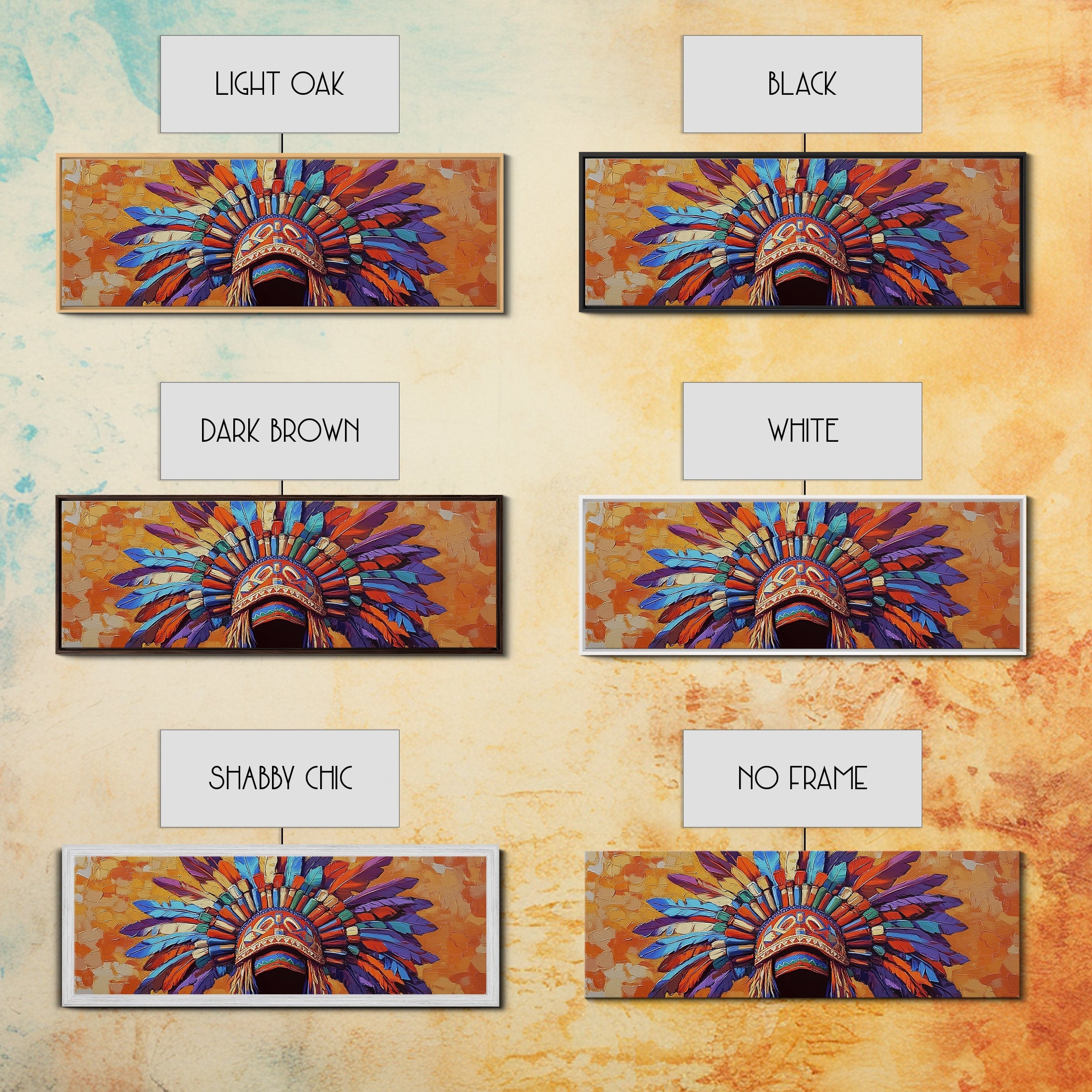 Sacred Geometry Native American Headdress Canvas Wall Art