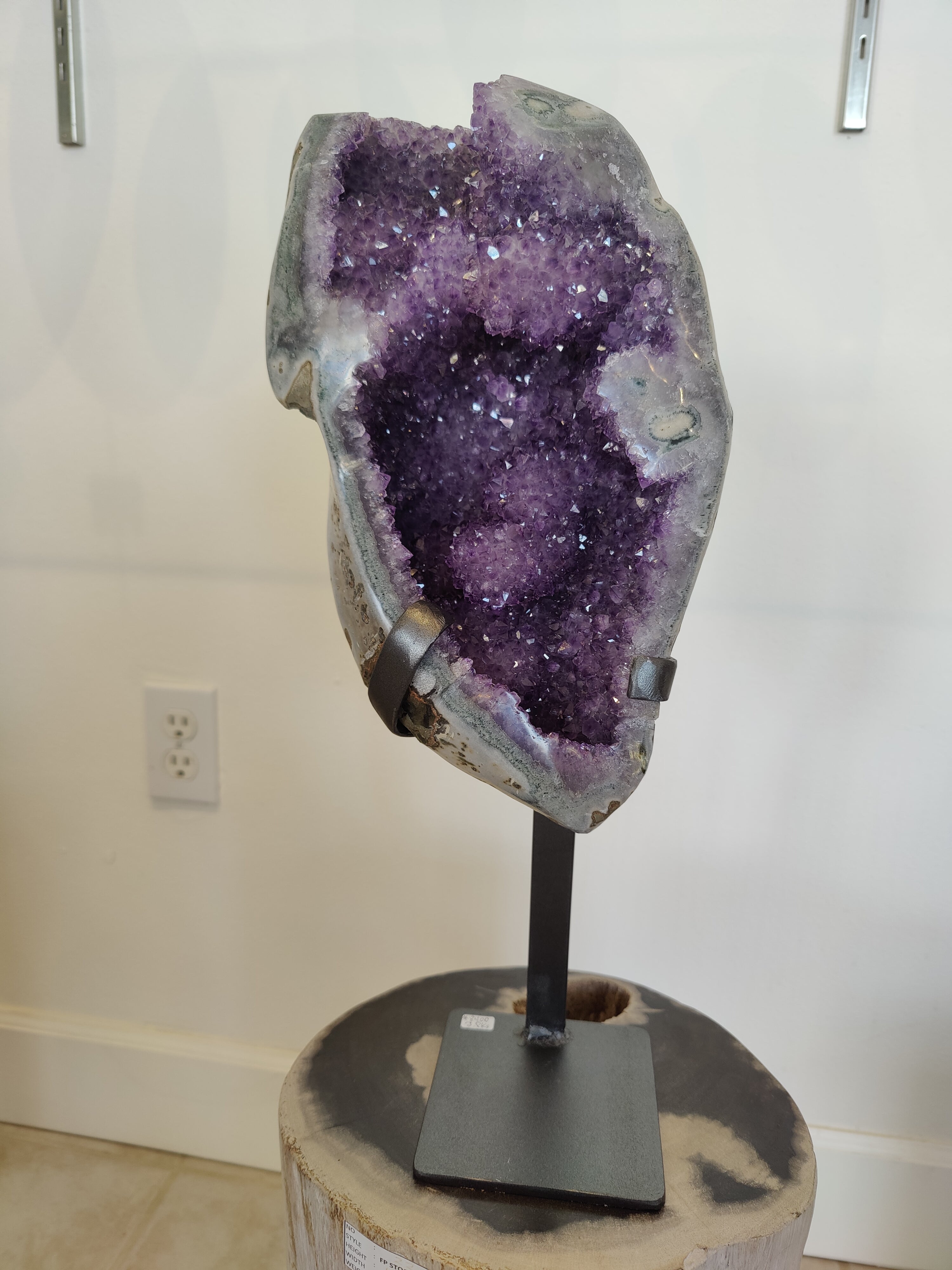Amethyst Geode Sculpture Iron Display Stand - New Age Realms