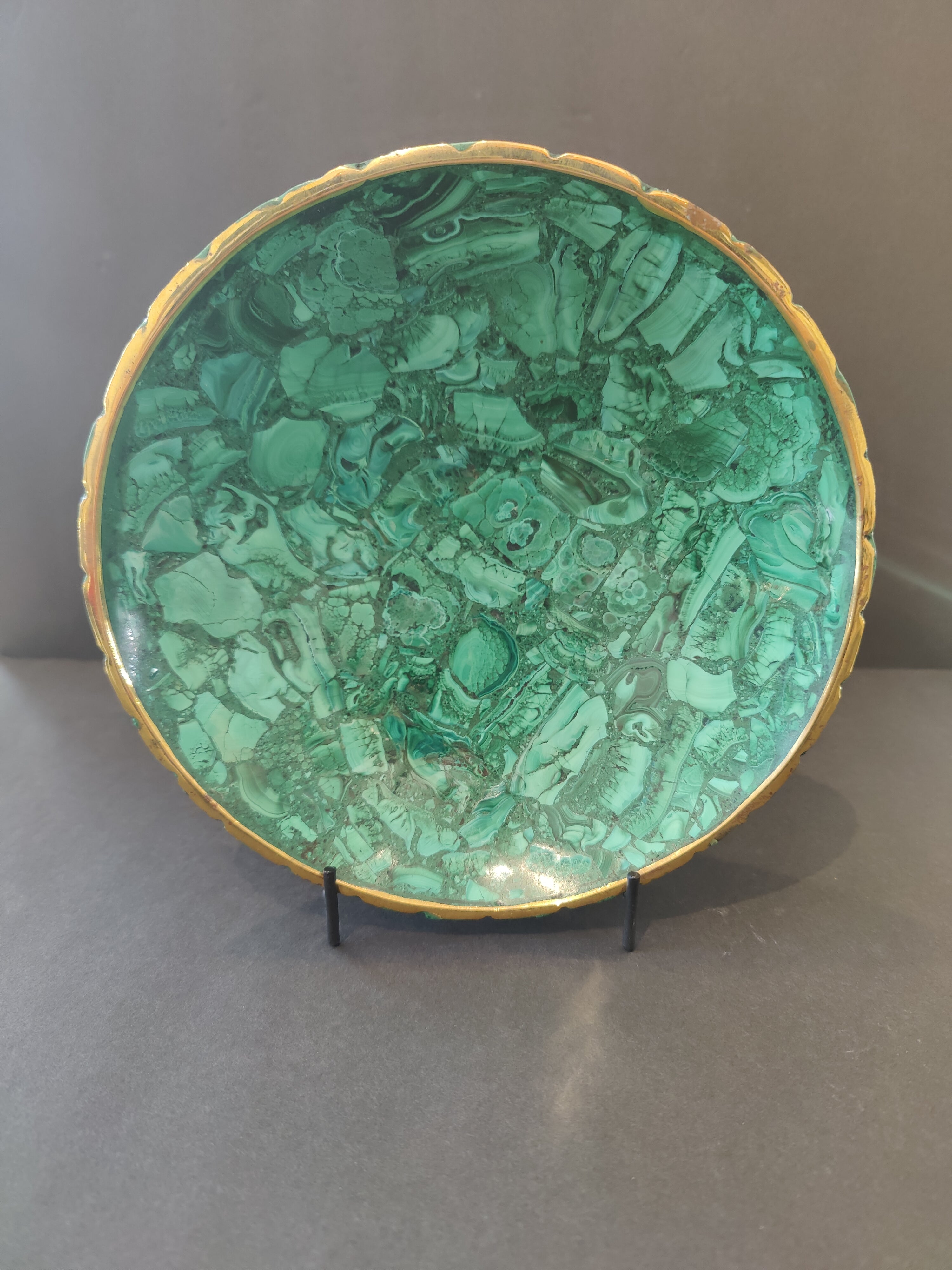 Malachite Decorative Bowl with Gold Rim - New Age Realms