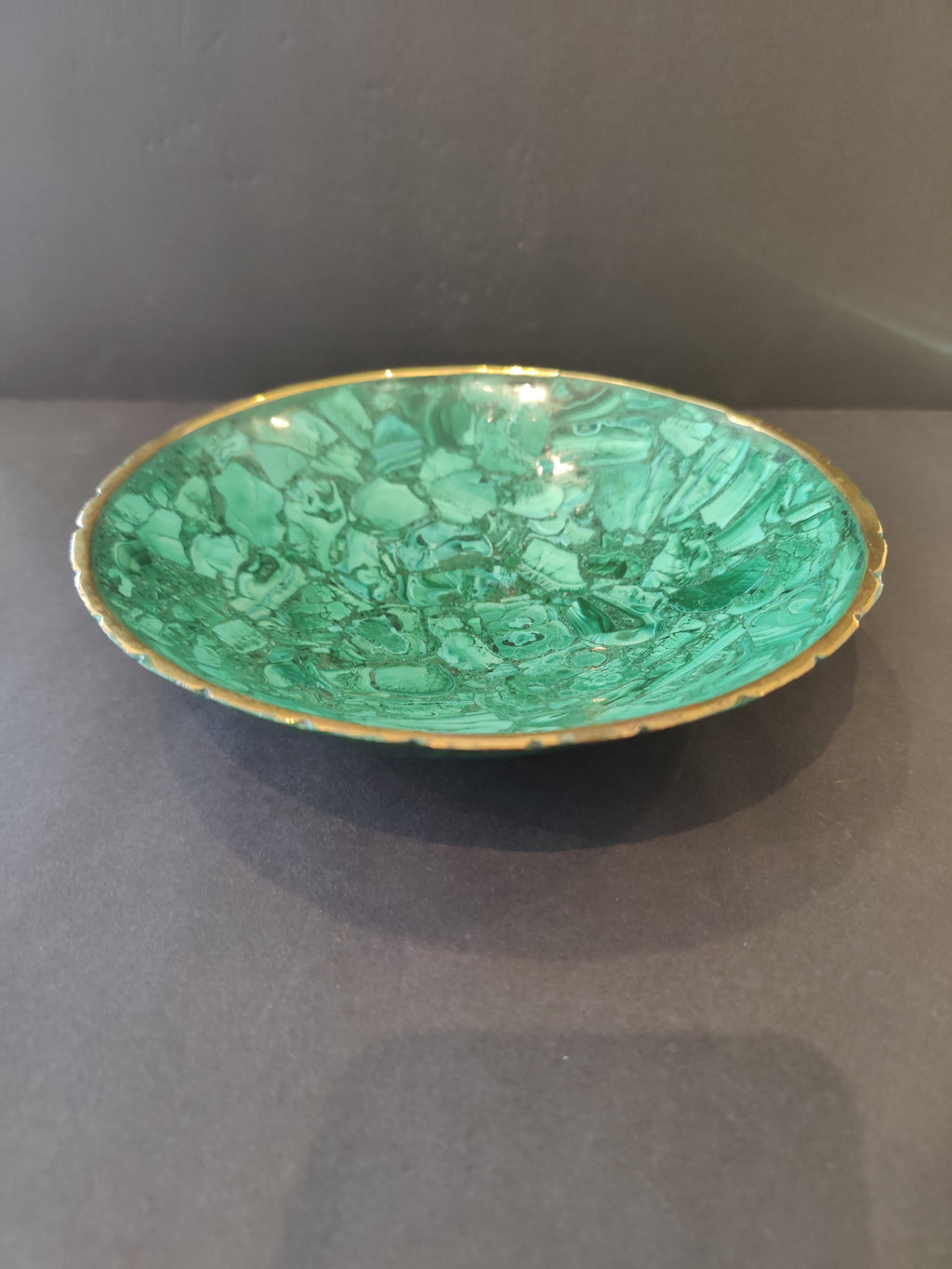 Malachite Decorative Bowl with Gold Rim - New Age Realms