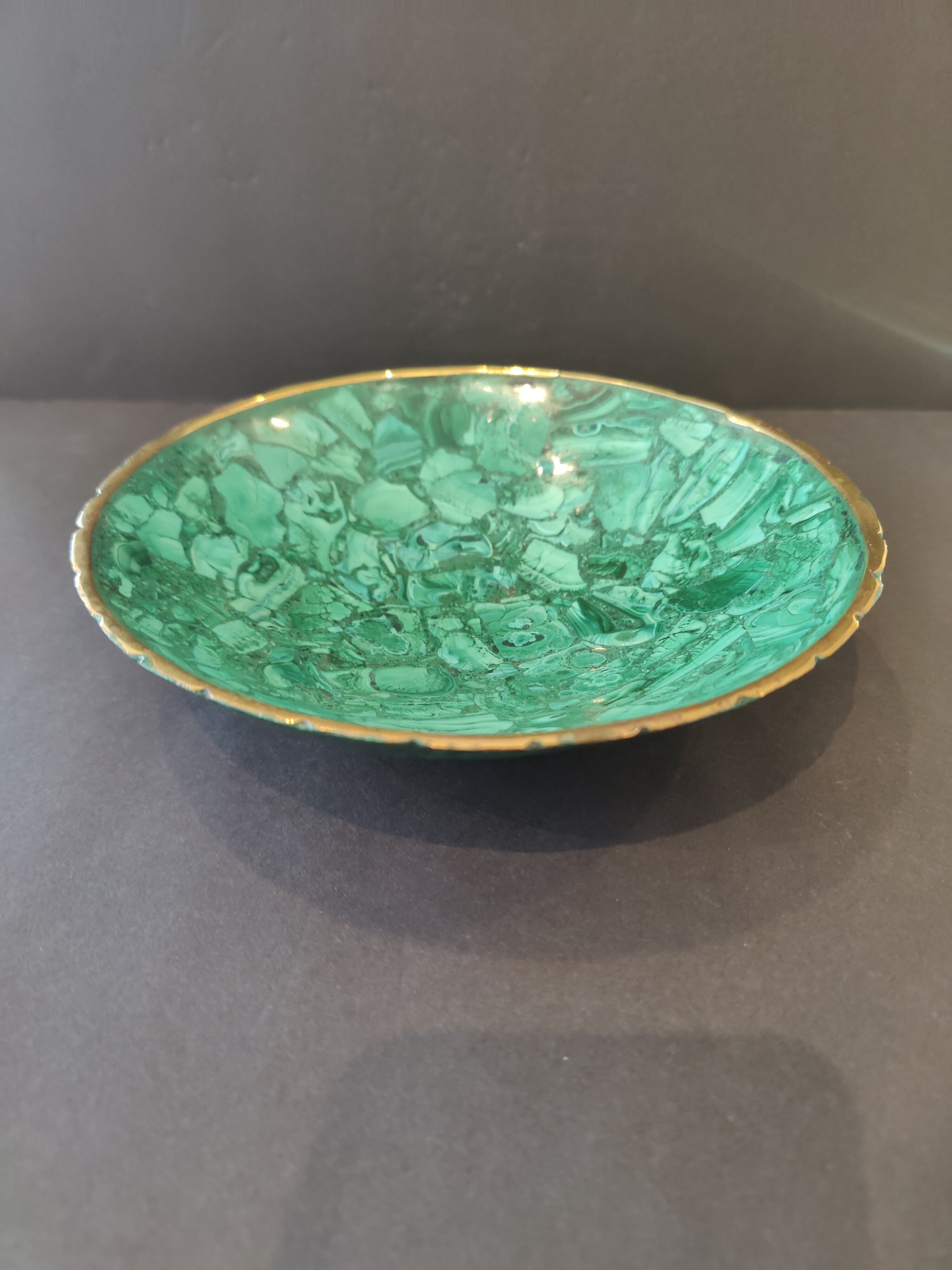 Malachite Decorative Bowl with Gold Rim - New Age Realms