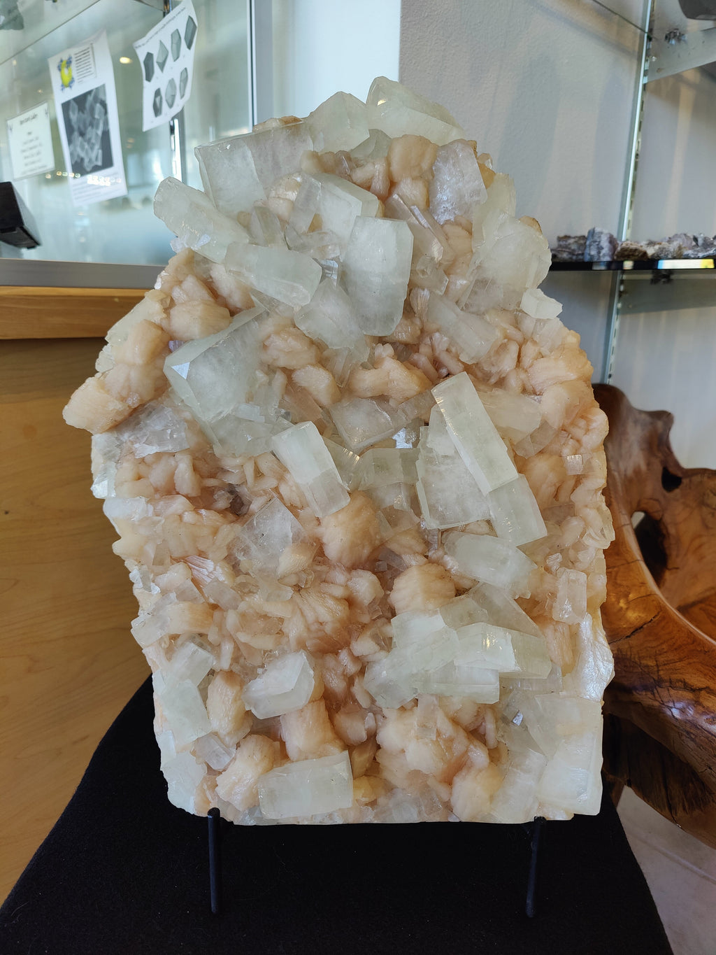 Clear Apophyllite Cubes with Peach Stilbite Cabinet Specimen 12.9kg - New Age Realms