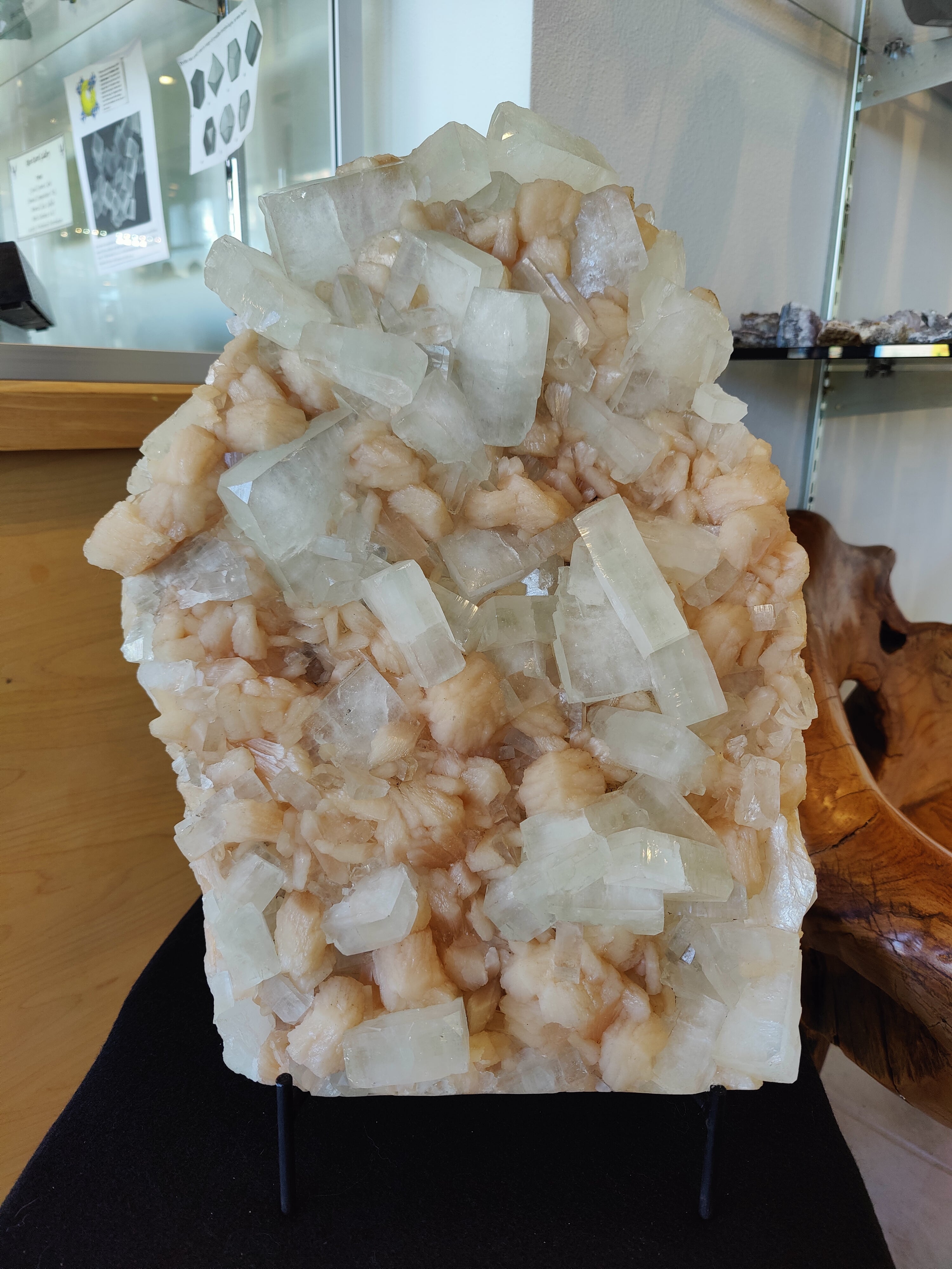 Clear Apophyllite Cubes with Peach Stilbite Cabinet Specimen 12.9kg - New Age Realms