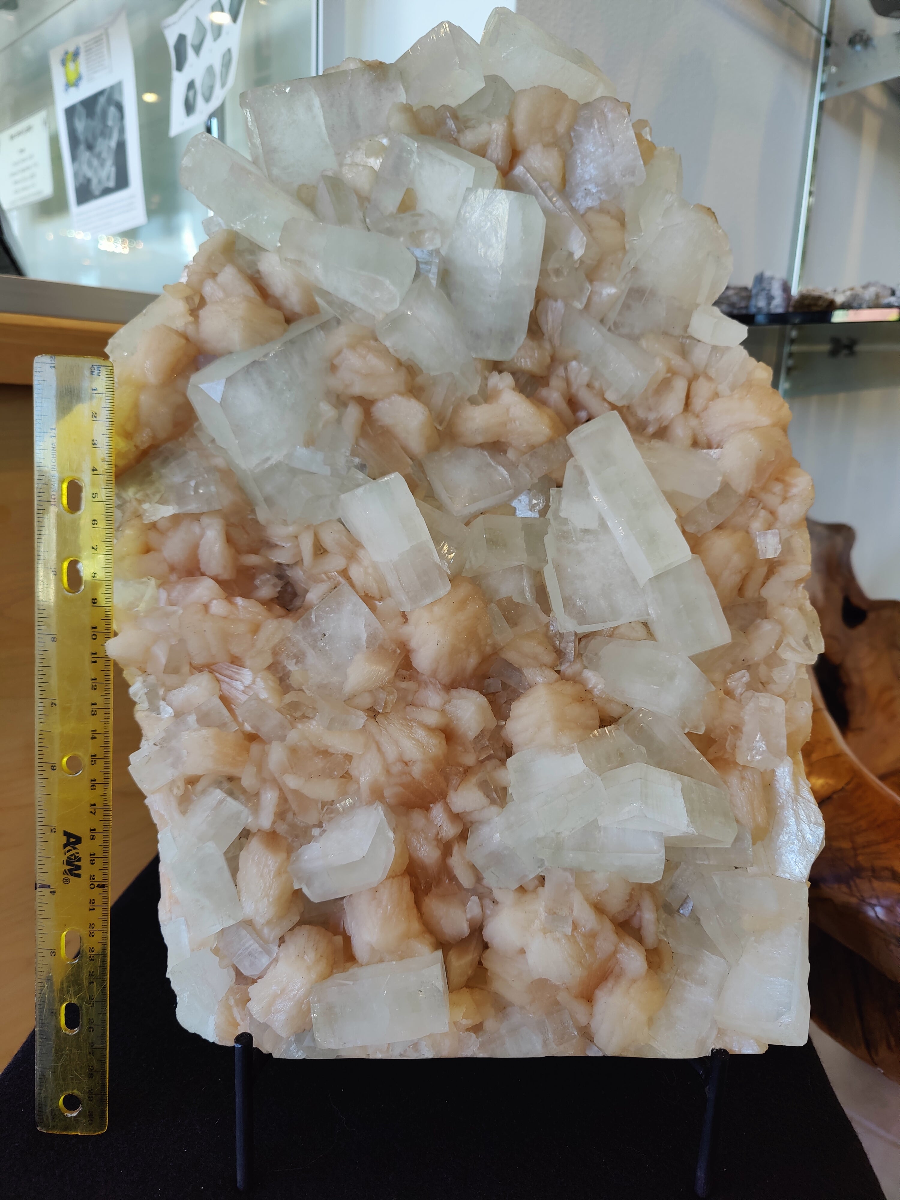 Clear Apophyllite Cubes with Peach Stilbite Cabinet Specimen 12.9kg - New Age Realms