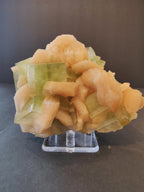Green Apophyllite Cubes with Peach Stilbite Specimen 449g - New Age Realms