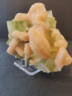 Green Apophyllite Cubes with Peach Stilbite Specimen 449g - New Age Realms