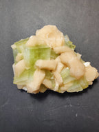 Green Apophyllite Cubes with Peach Stilbite Specimen 449g - New Age Realms