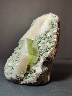 Green Apophyllite Cubes with Peach Stilbite on Heulandite Specimen 730g - New Age Realms