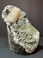 Green Apophyllite Cubes with Peach Stilbite on Heulandite Specimen 730g - New Age Realms
