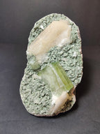 Green Apophyllite Cubes with Peach Stilbite on Heulandite Specimen 730g - New Age Realms