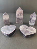 Lepidolite Tower & Heart Sculptures - New Age Realms