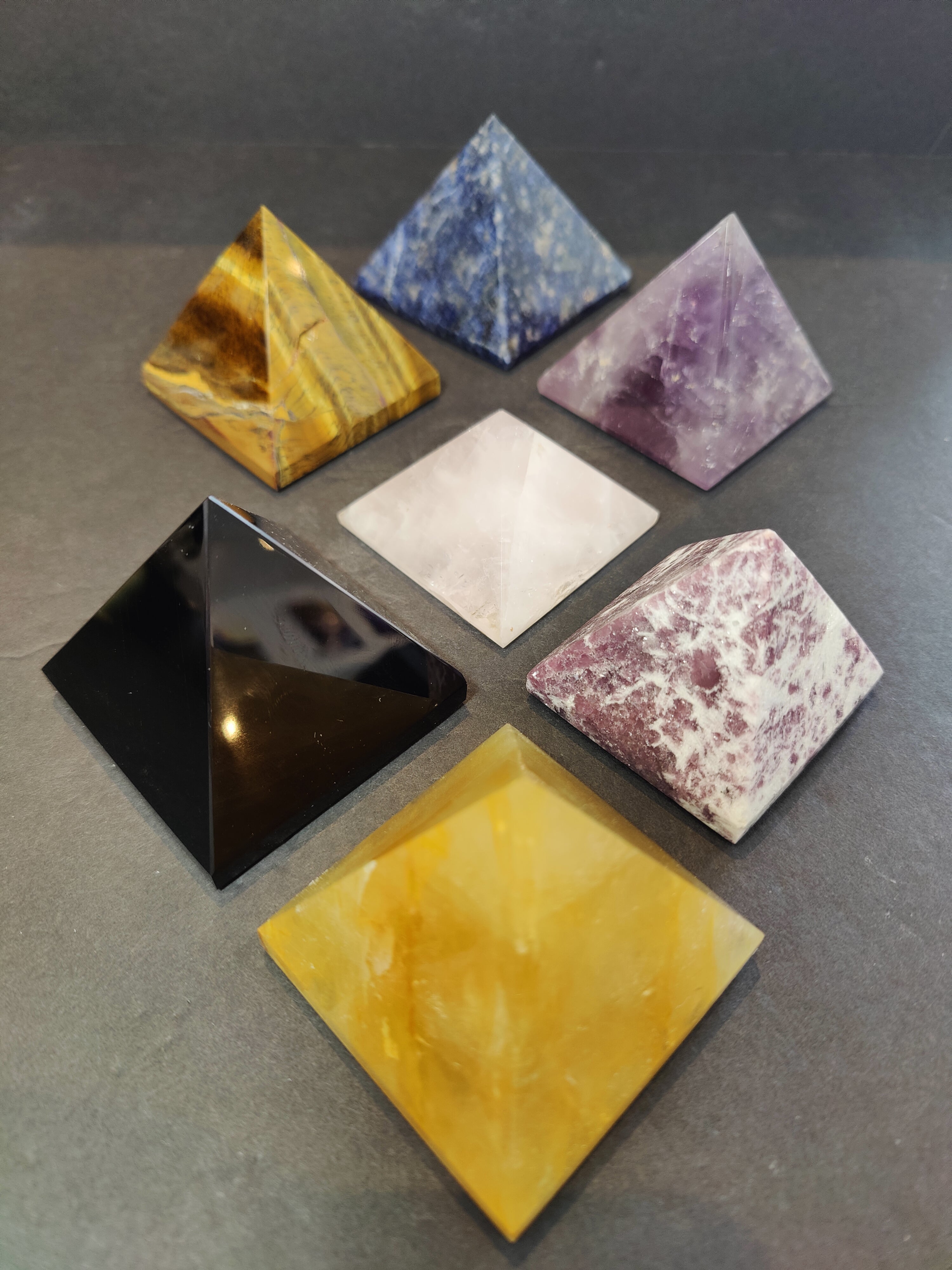 Crystal Polished Pyramid Sculpture Assorted Stones - New Age Realms