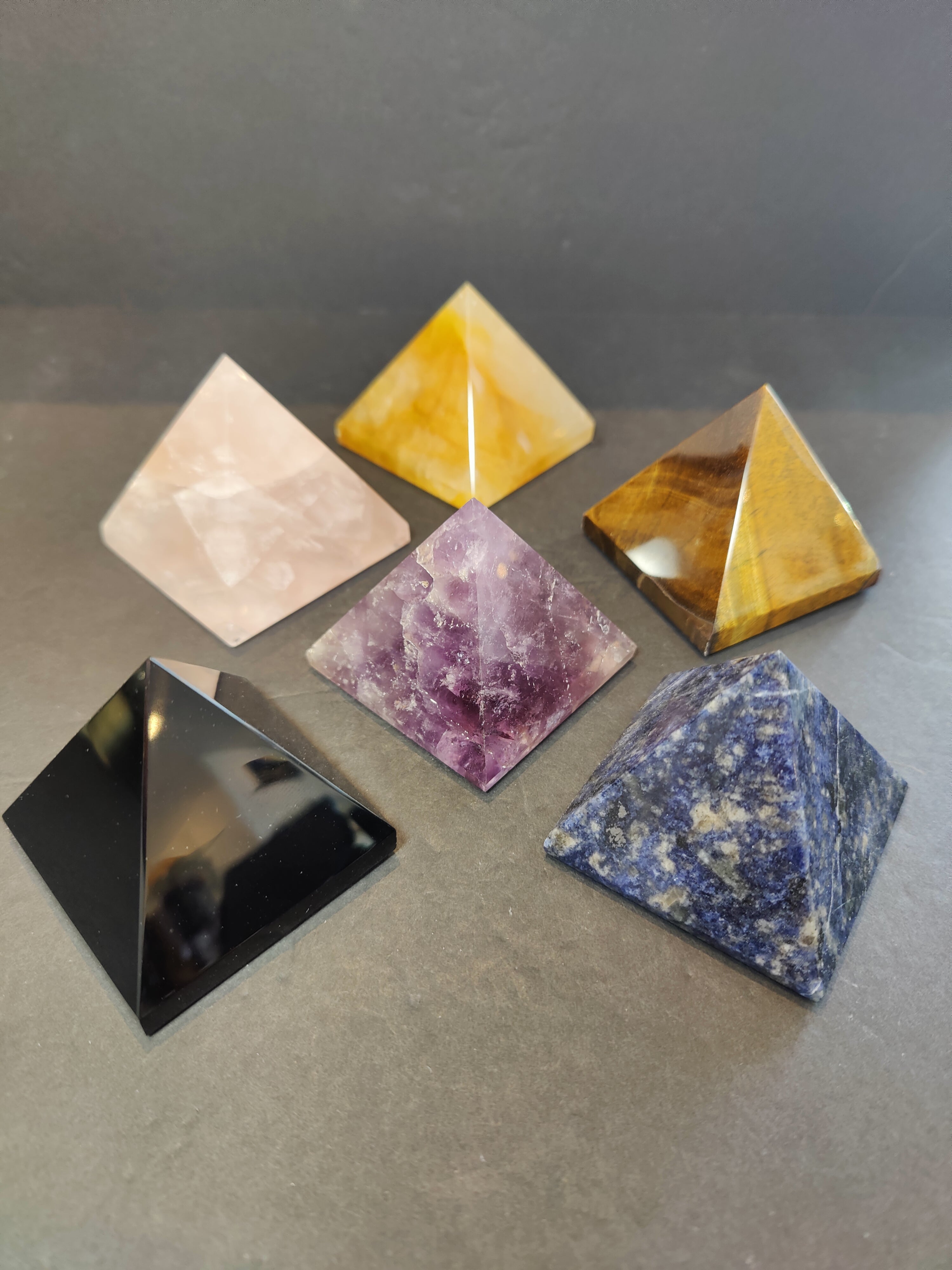 Crystal Polished Pyramid Sculpture Assorted Stones - New Age Realms
