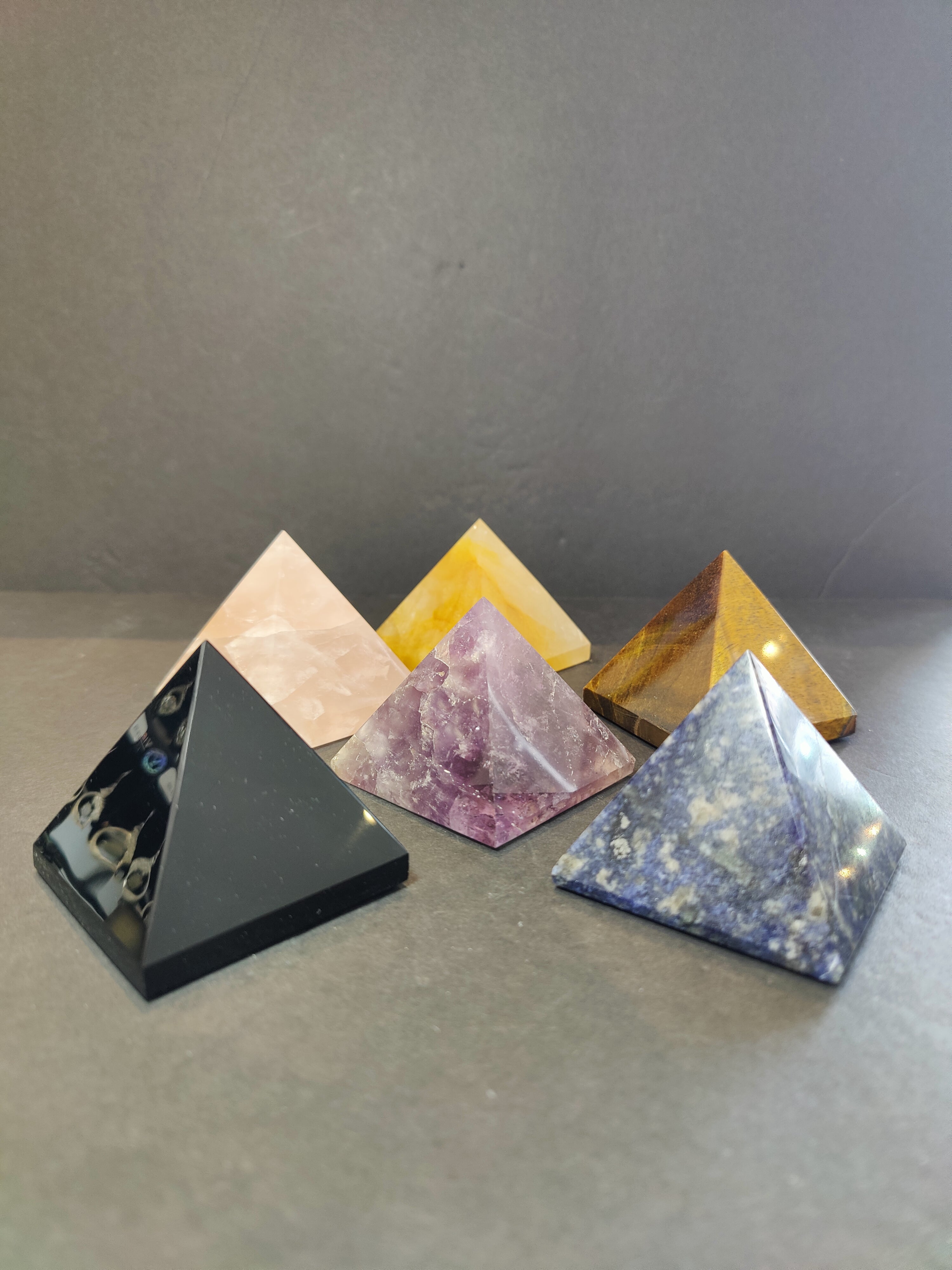 Crystal Polished Pyramid Sculpture Assorted Stones - New Age Realms