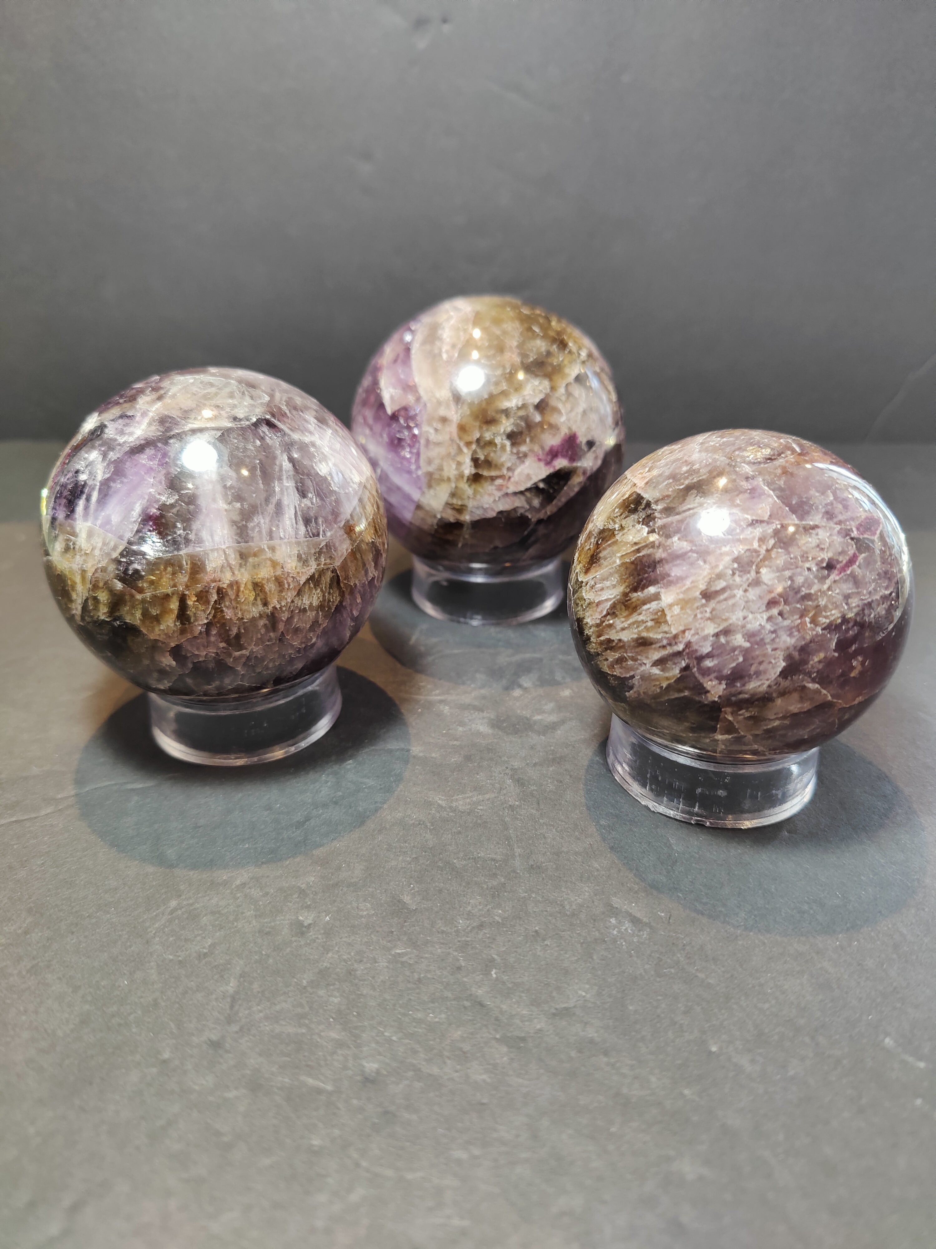 Cacoxenite Amethyst Polished Sphere Sculpture - New Age Realms