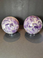 Chevron Amethyst Polished Sphere Sculpture - New Age Realms