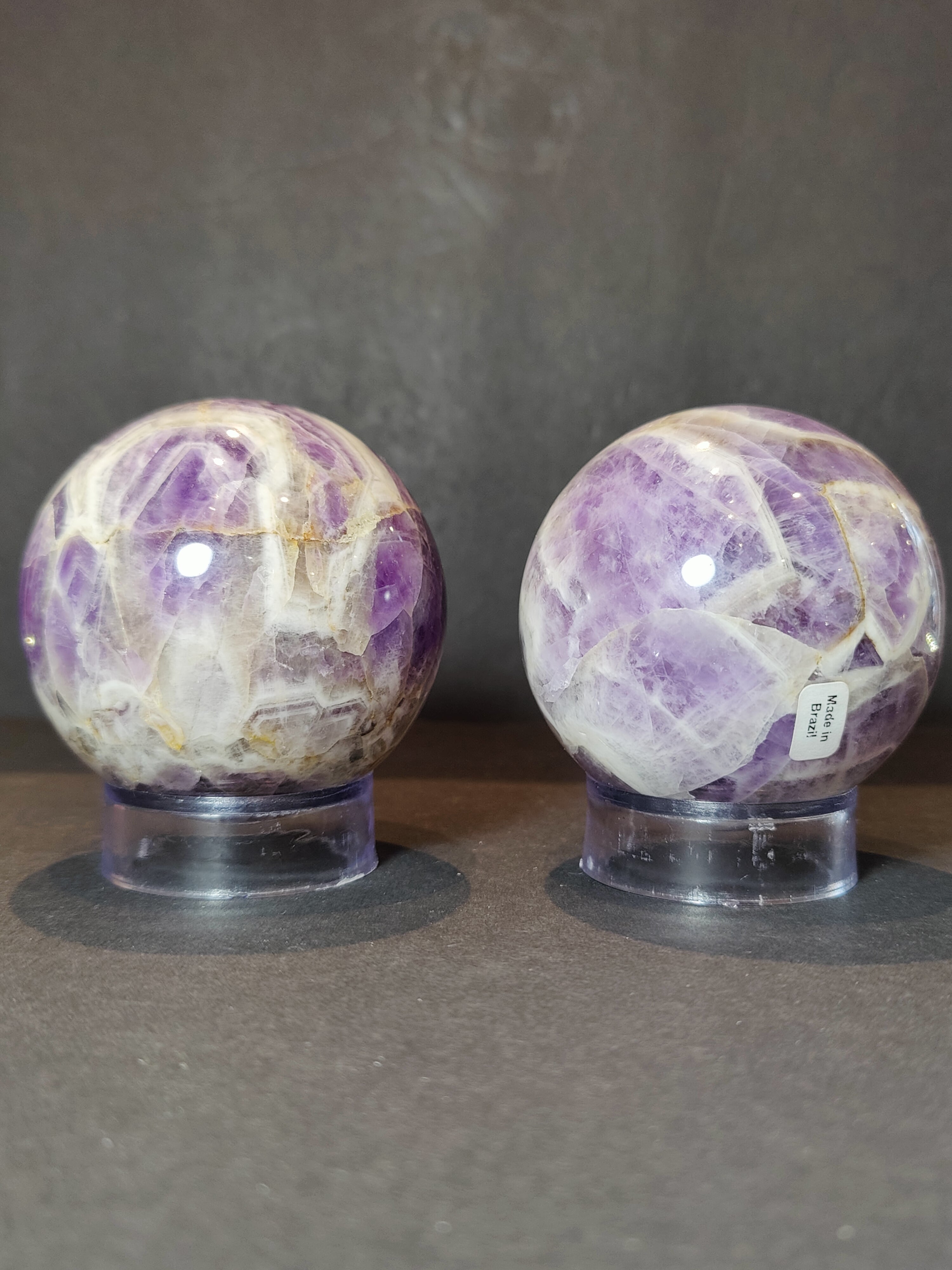 Chevron Amethyst Polished Sphere Sculpture - New Age Realms