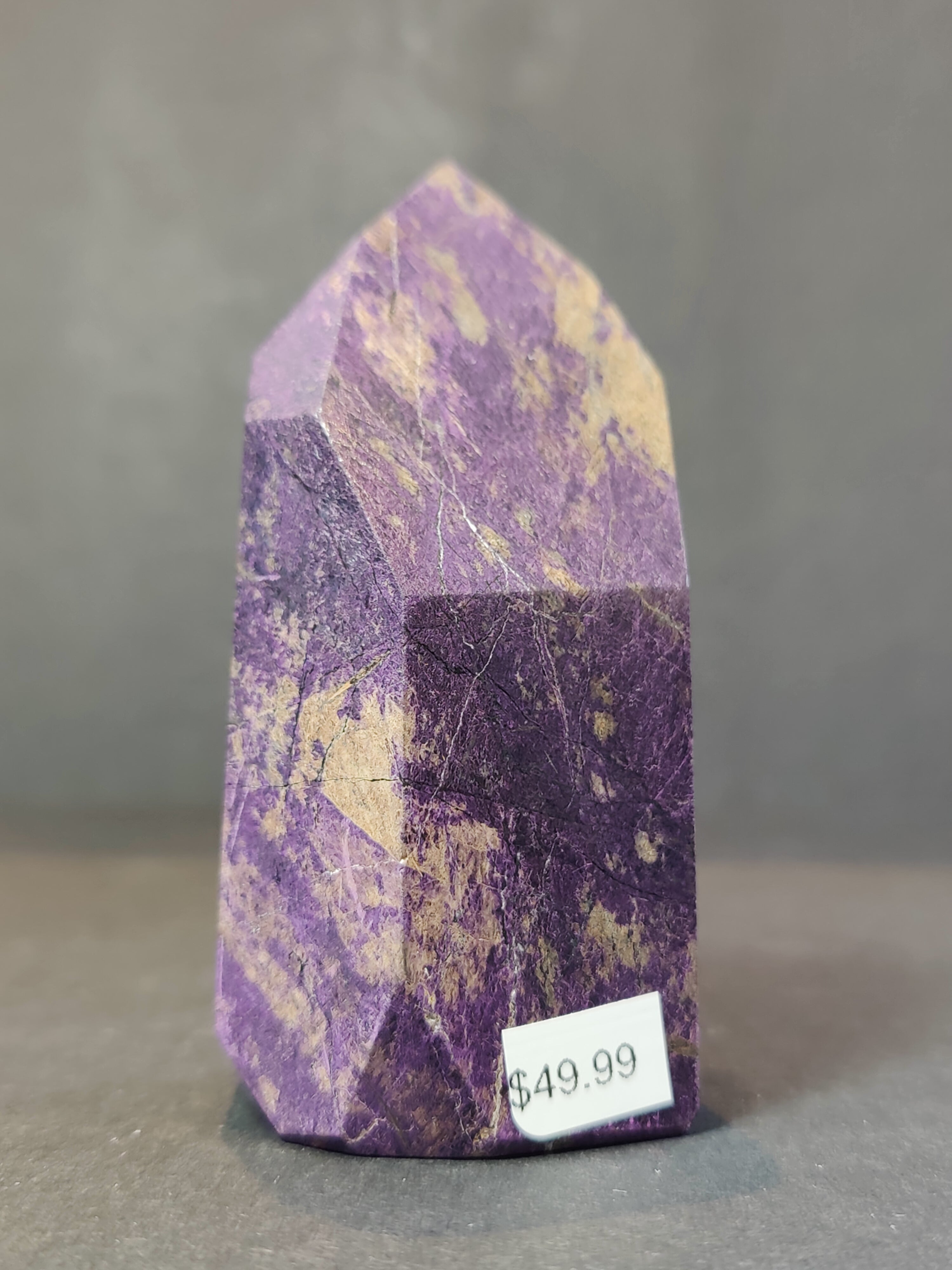 Purpurite Polished Obelisk Tower Sculpture - New Age Realms