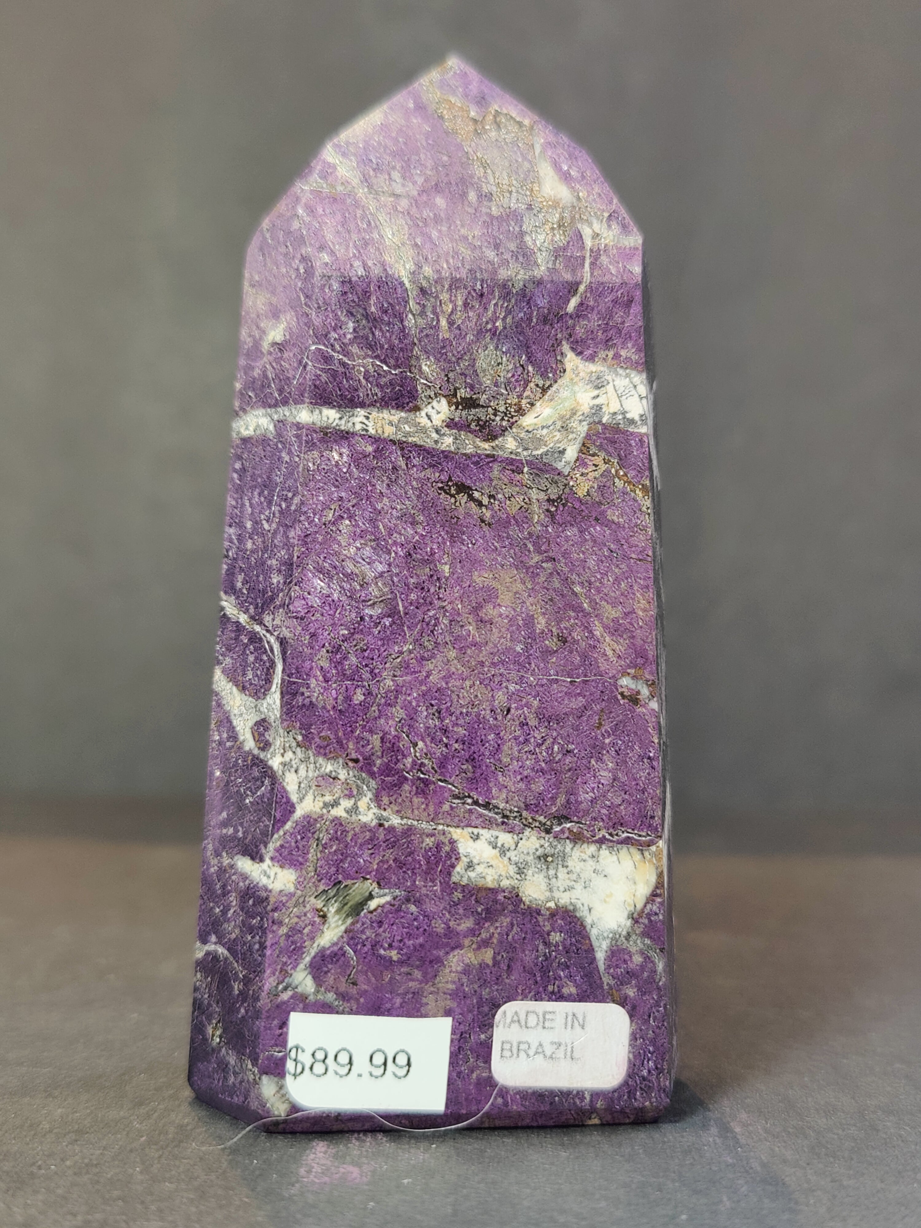 Purpurite Polished Obelisk Tower Sculpture - New Age Realms