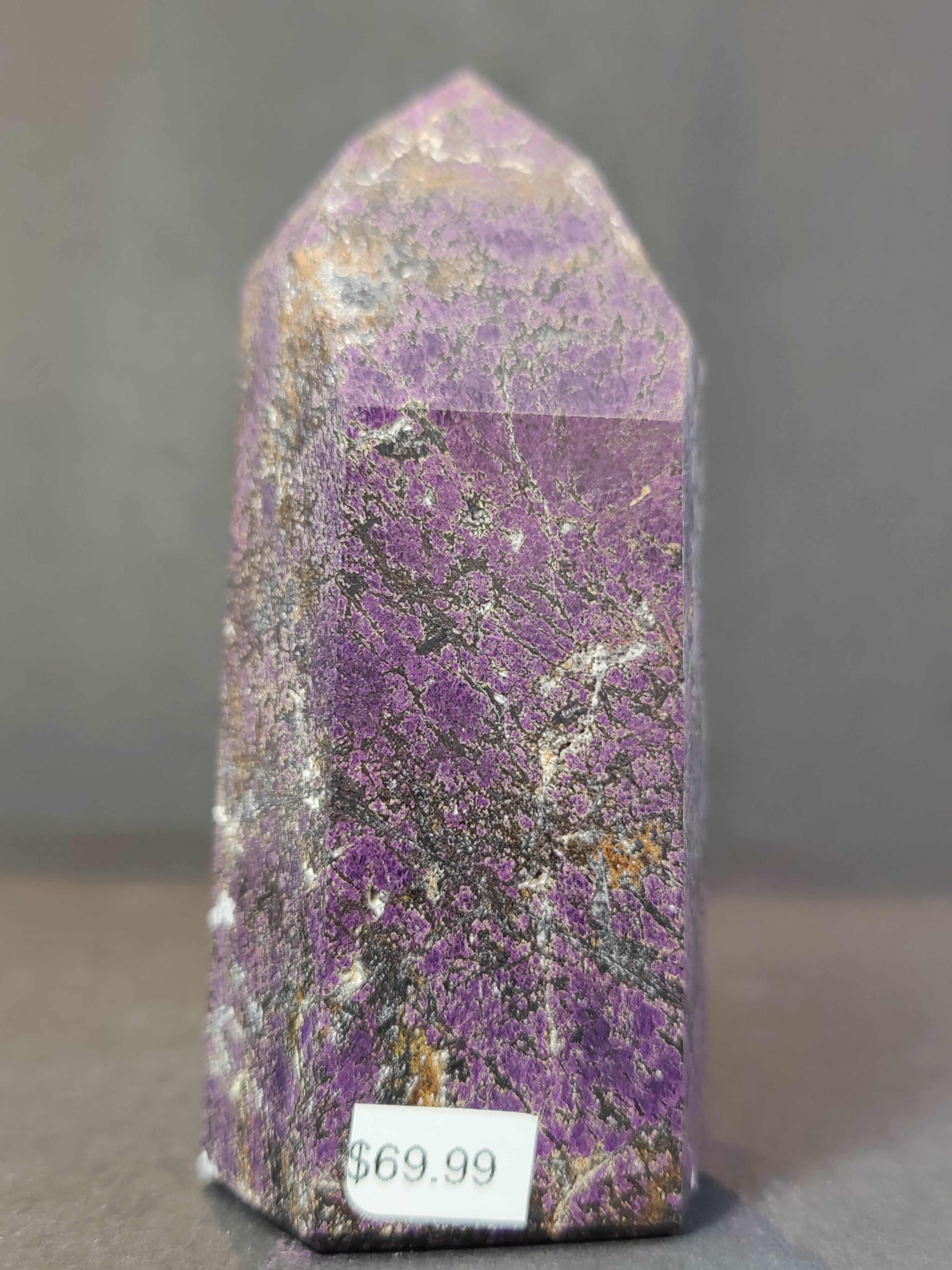 Purpurite Polished Obelisk Tower Sculpture - New Age Realms