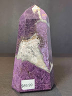 Purpurite Polished Obelisk Tower Sculpture - New Age Realms