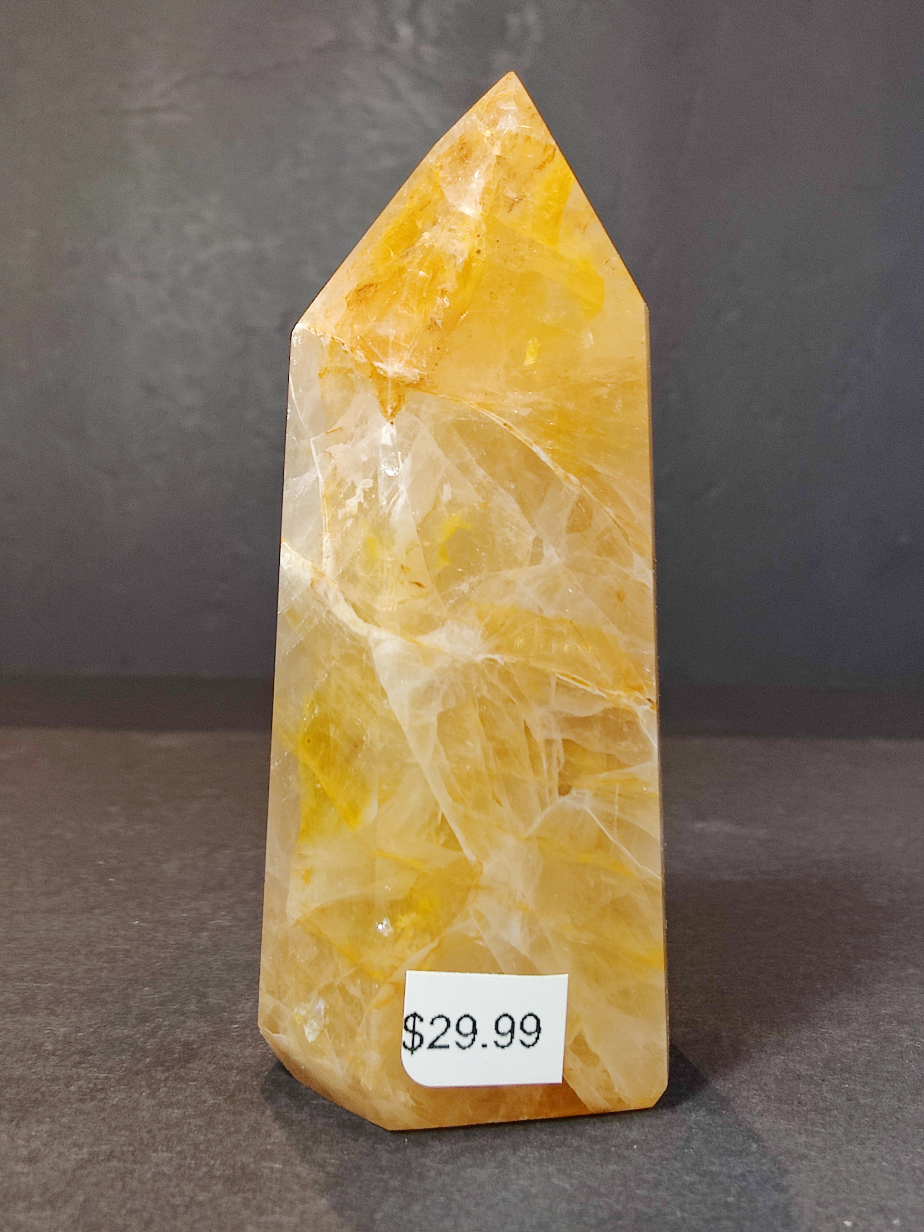 Golden Healer (Hematoid) Quartz Polished Obelisk Tower Sculpture - New Age Realms