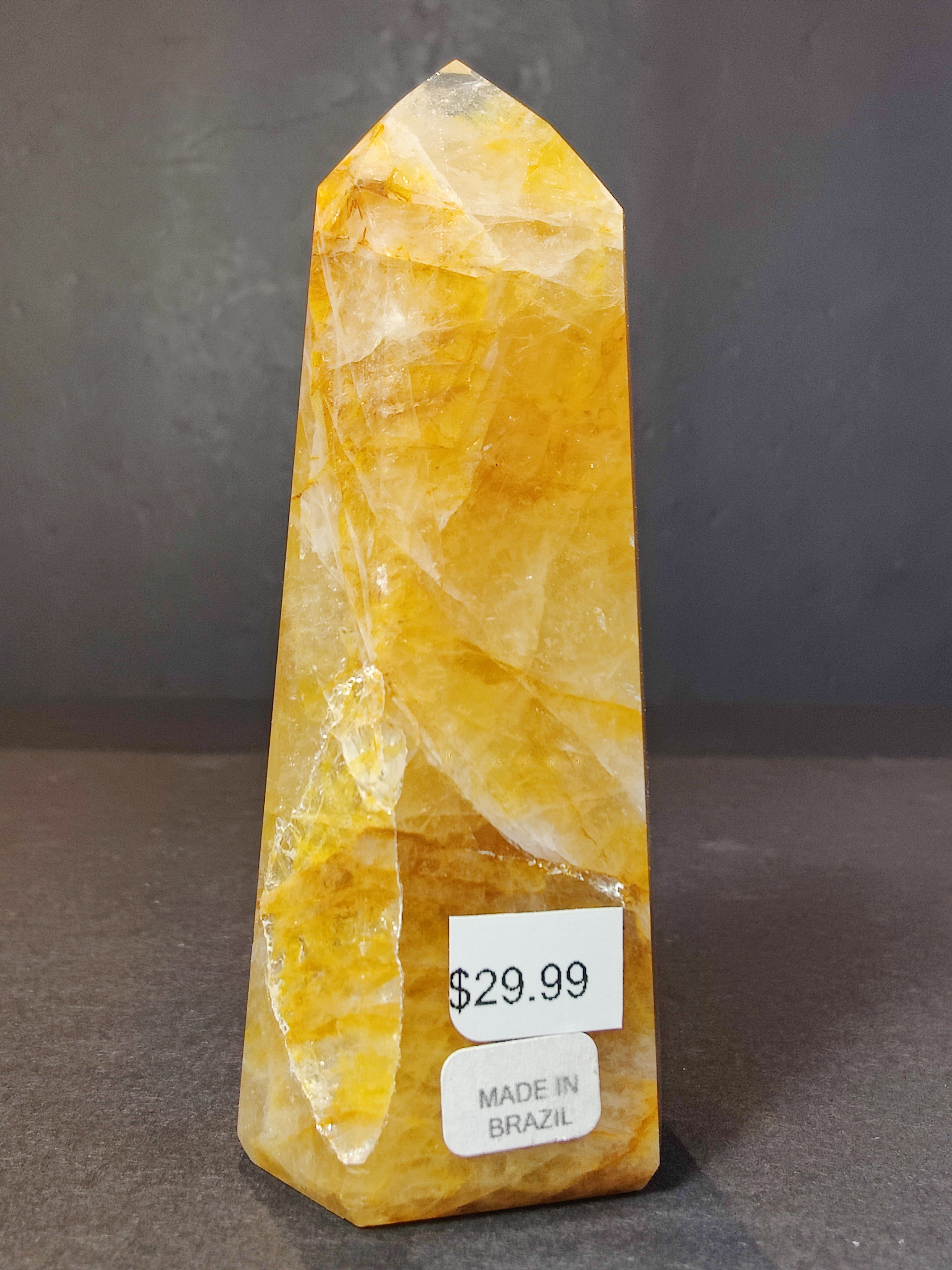 Golden Healer (Hematoid) Quartz Polished Obelisk Tower Sculpture - New Age Realms