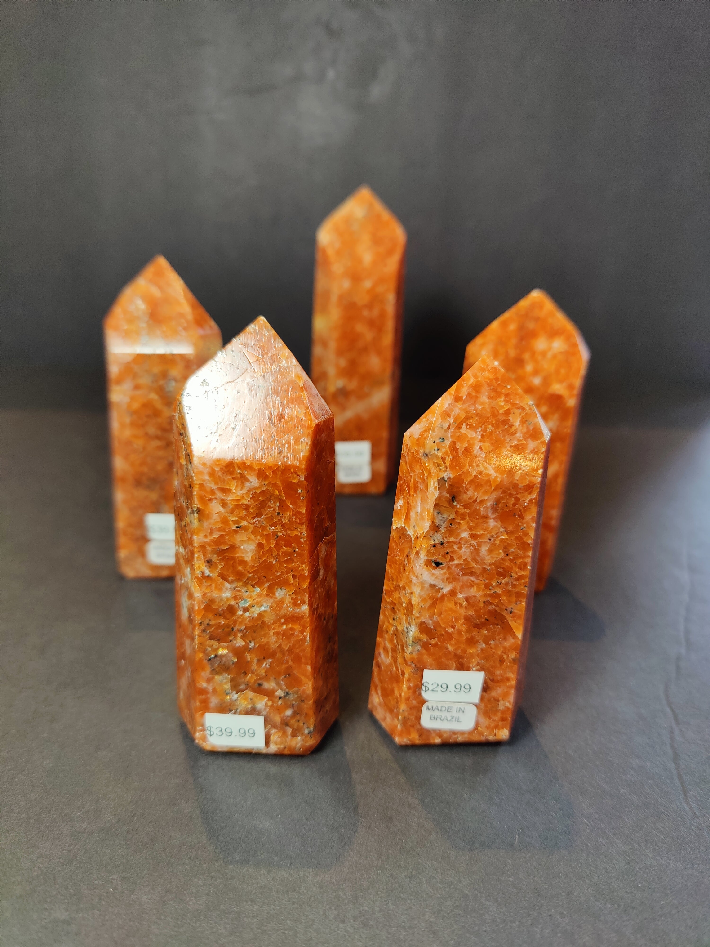 Sunstone Polished Obelisk Tower Sculpture - New Age Realms