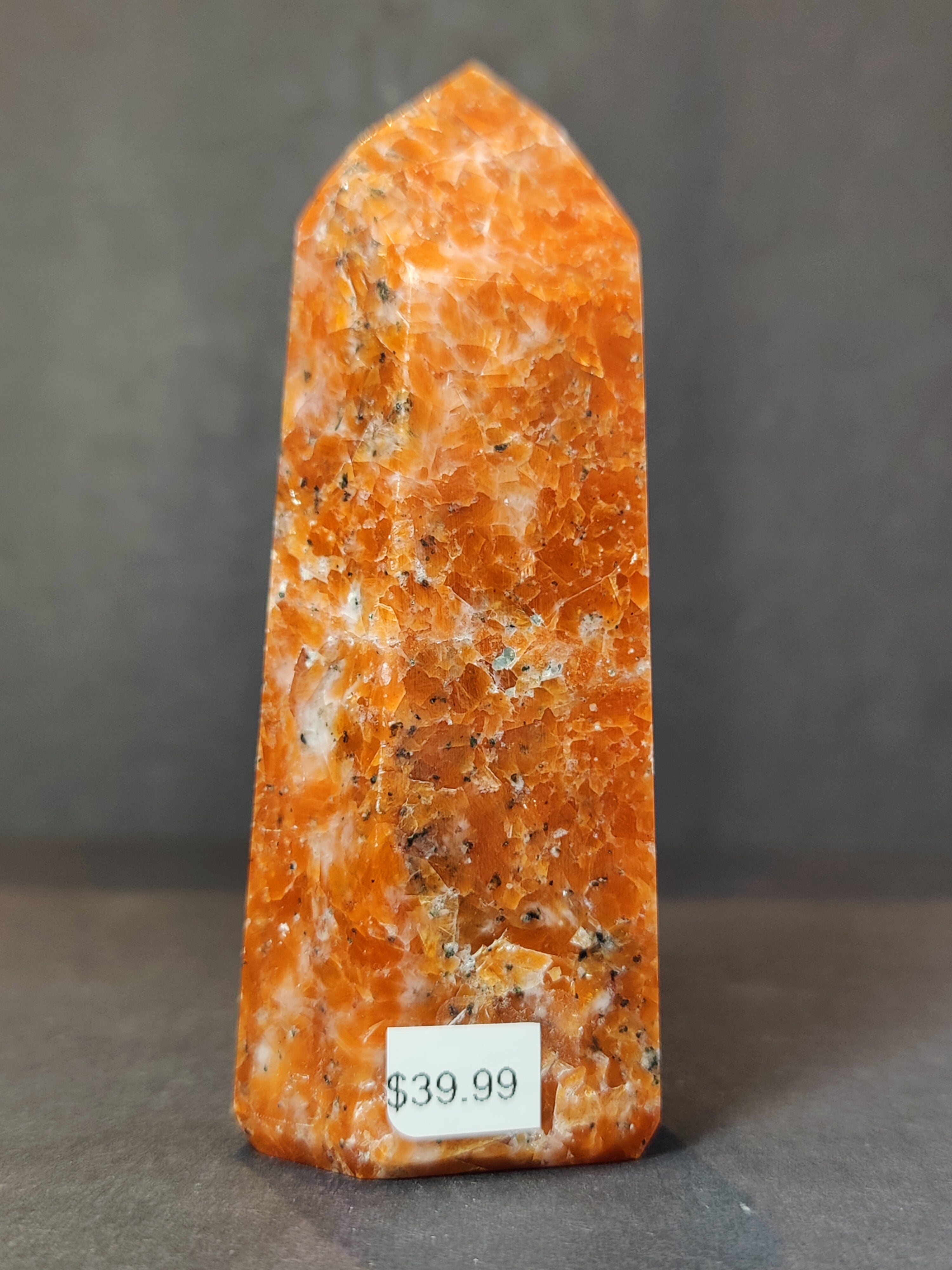 Sunstone Polished Obelisk Tower Sculpture - New Age Realms