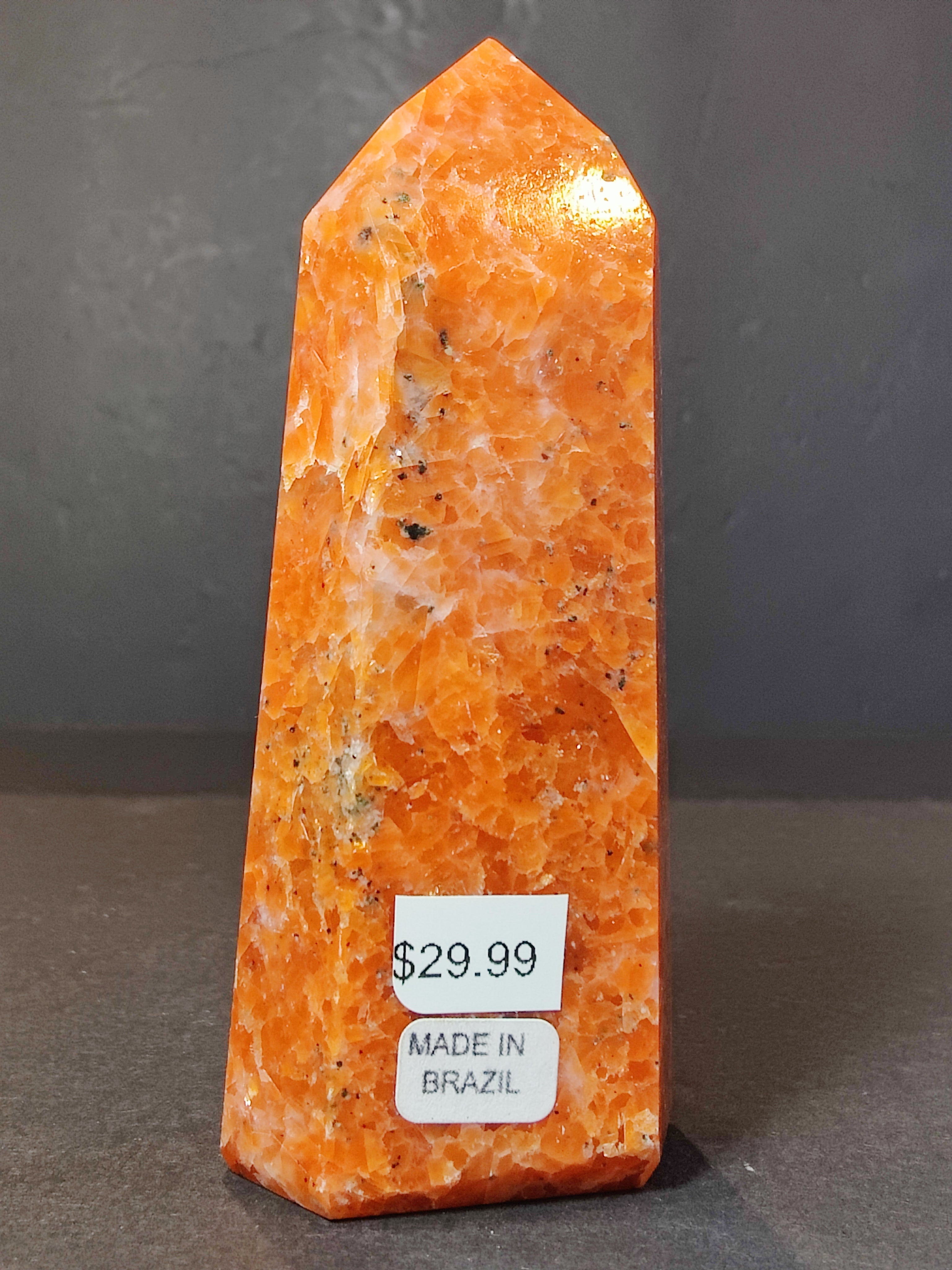 Sunstone Polished Obelisk Tower Sculpture - New Age Realms