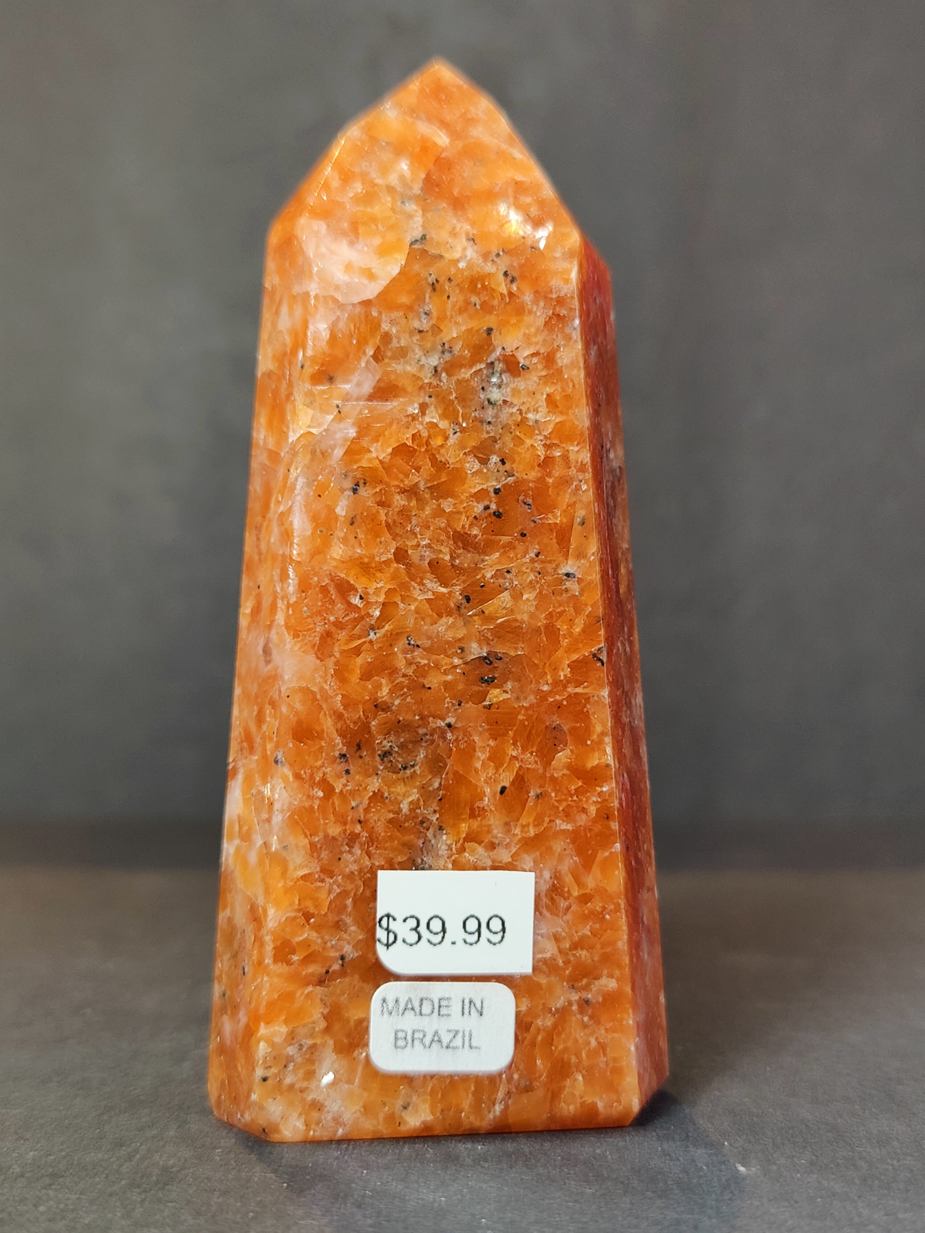 Sunstone Polished Obelisk Tower Sculpture - New Age Realms