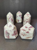 Rubellite (Pink Tourmaline) in Quartz Polished Obelisk Tower Sculpture - New Age Realms