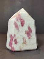 Rubellite (Pink Tourmaline) in Quartz Polished Obelisk Tower Sculpture - New Age Realms