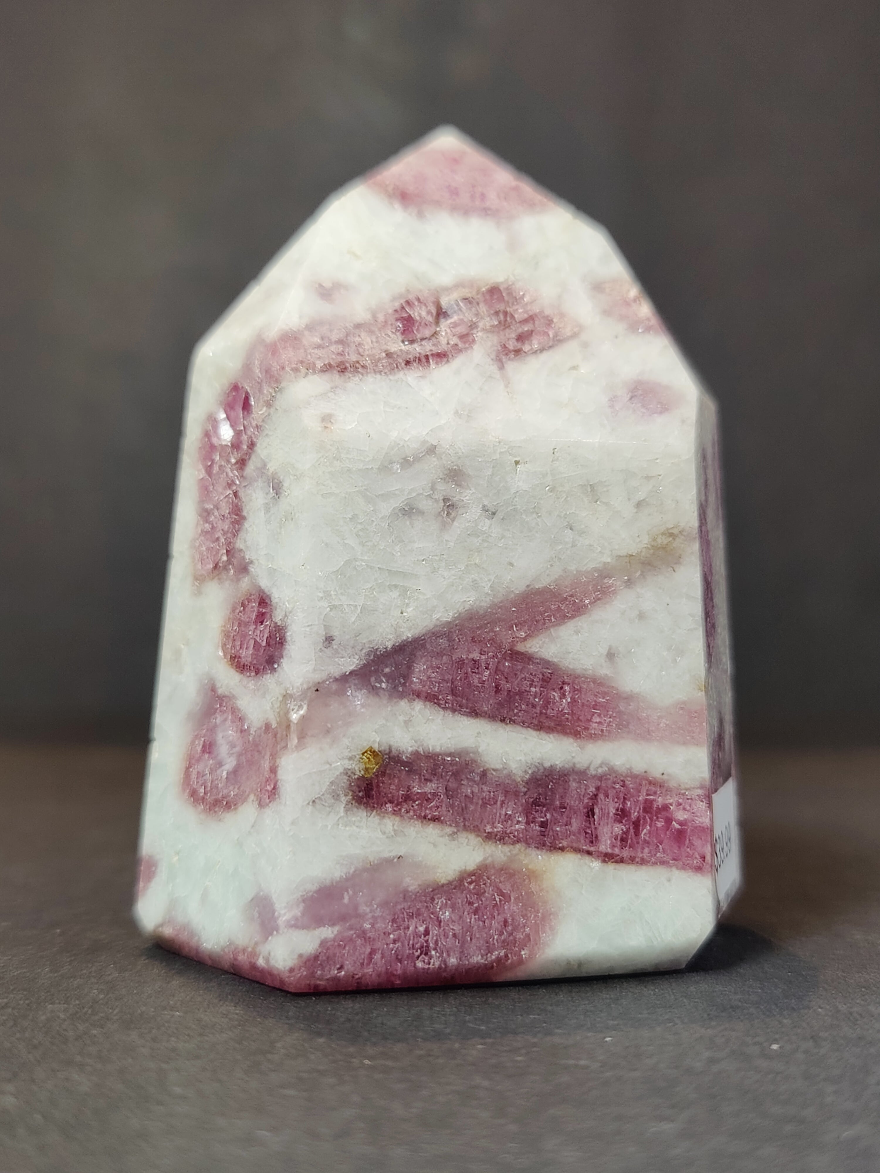 Rubellite (Pink Tourmaline) in Quartz Polished Obelisk Tower Sculpture - New Age Realms