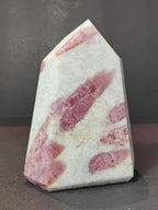 Rubellite (Pink Tourmaline) in Quartz Polished Obelisk Tower Sculpture - New Age Realms