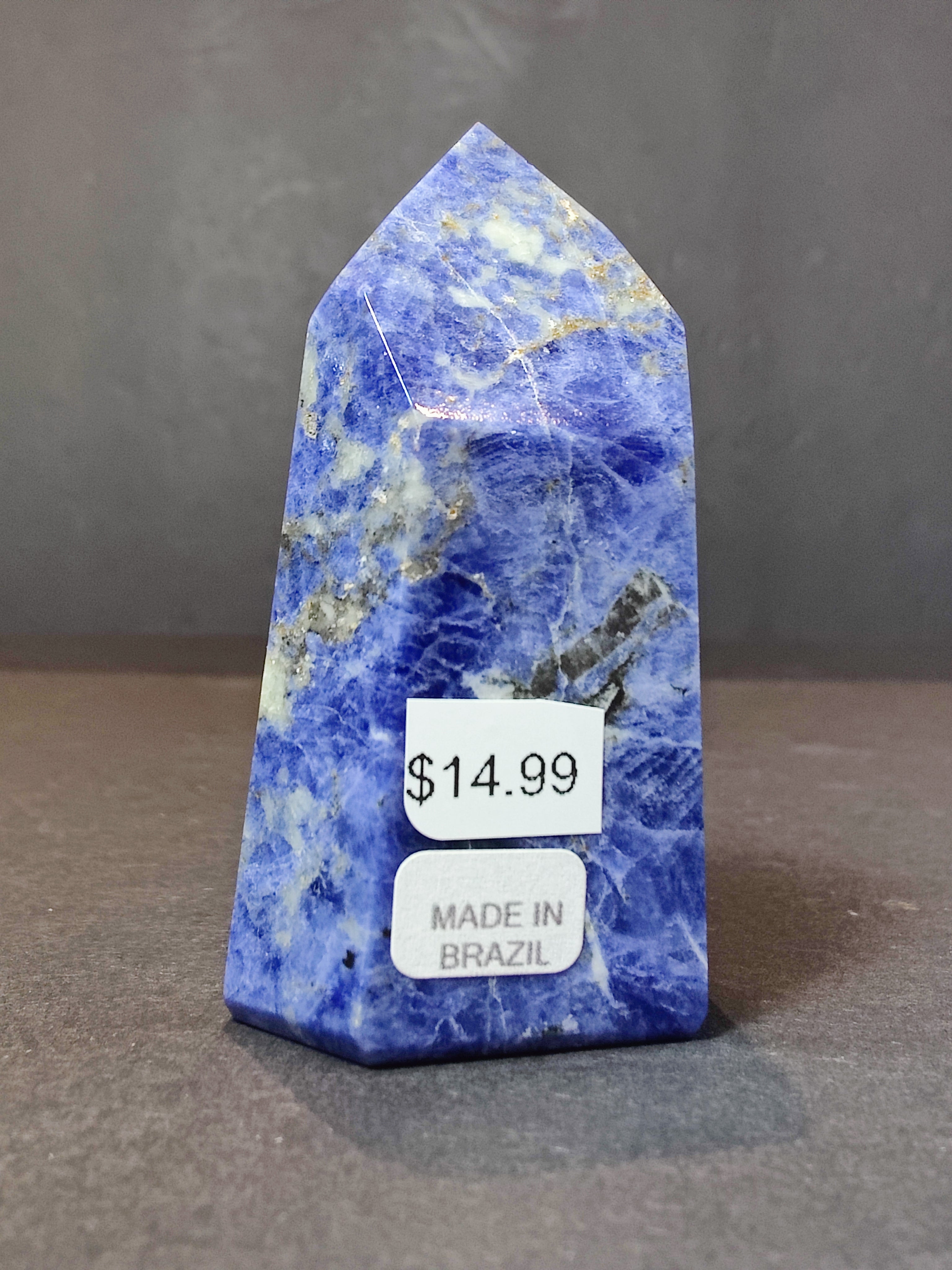 Sodalite Polished Obelisk Tower Sculpture - New Age Realms