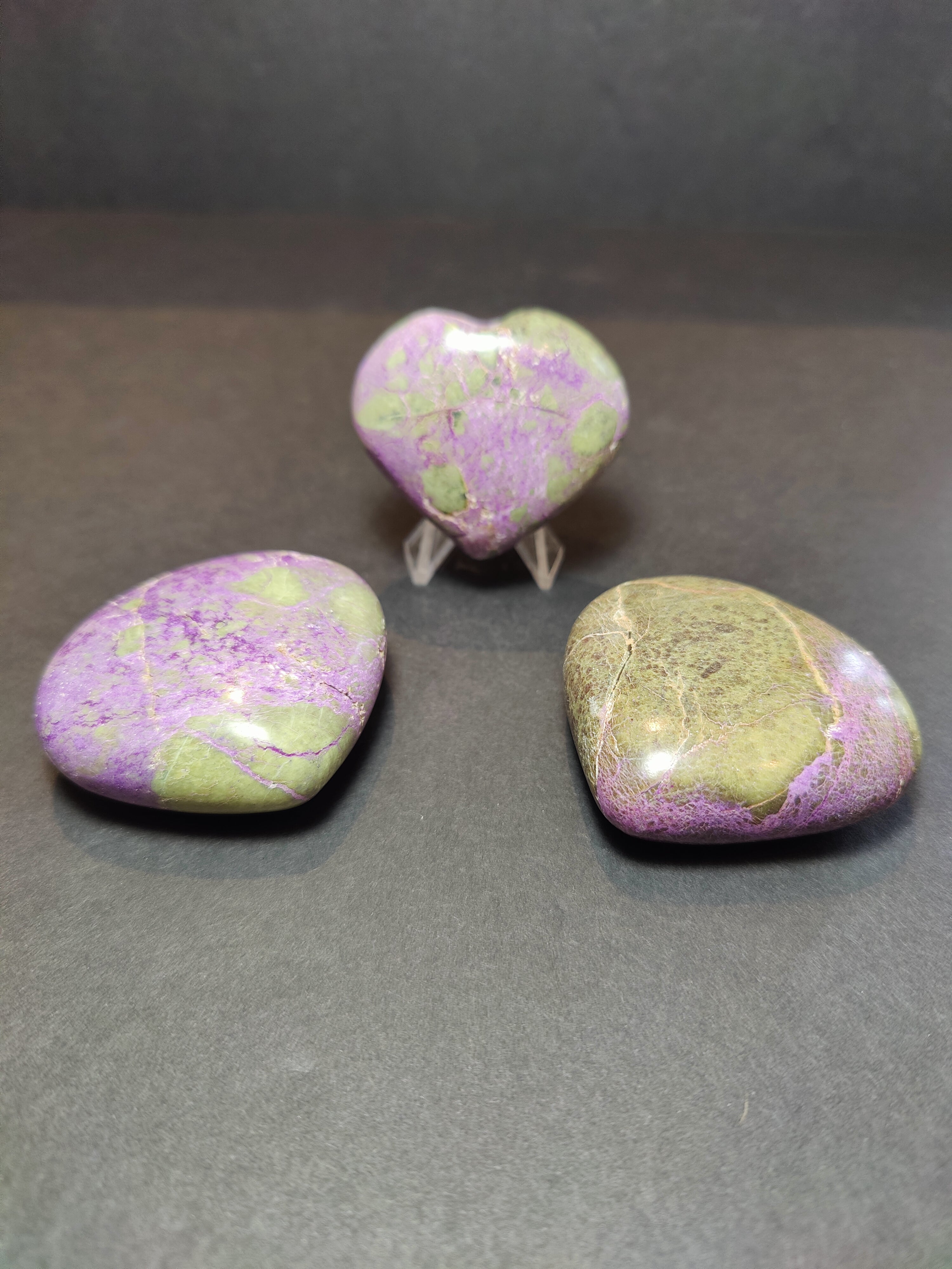 Atlantisite (Stichtite & Serpentine) Polished Heart & Palmstone Sculpture - New Age Realms