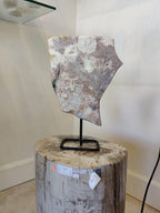 Pink Amethyst Polished Slab Sculpture on Metal Display Stand 3.16kg - New Age Realms