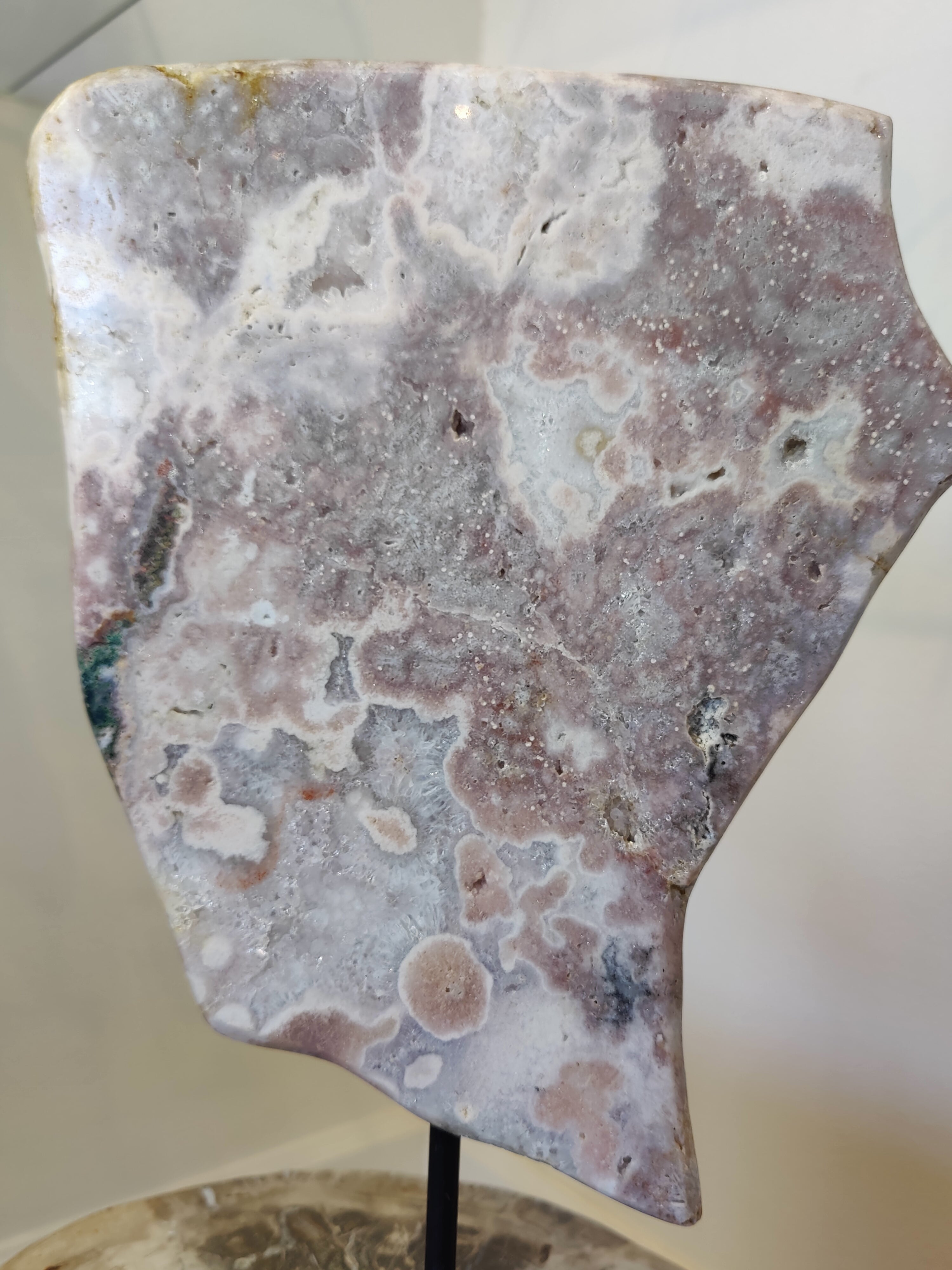Pink Amethyst Polished Slab Sculpture on Metal Display Stand 3.16kg - New Age Realms