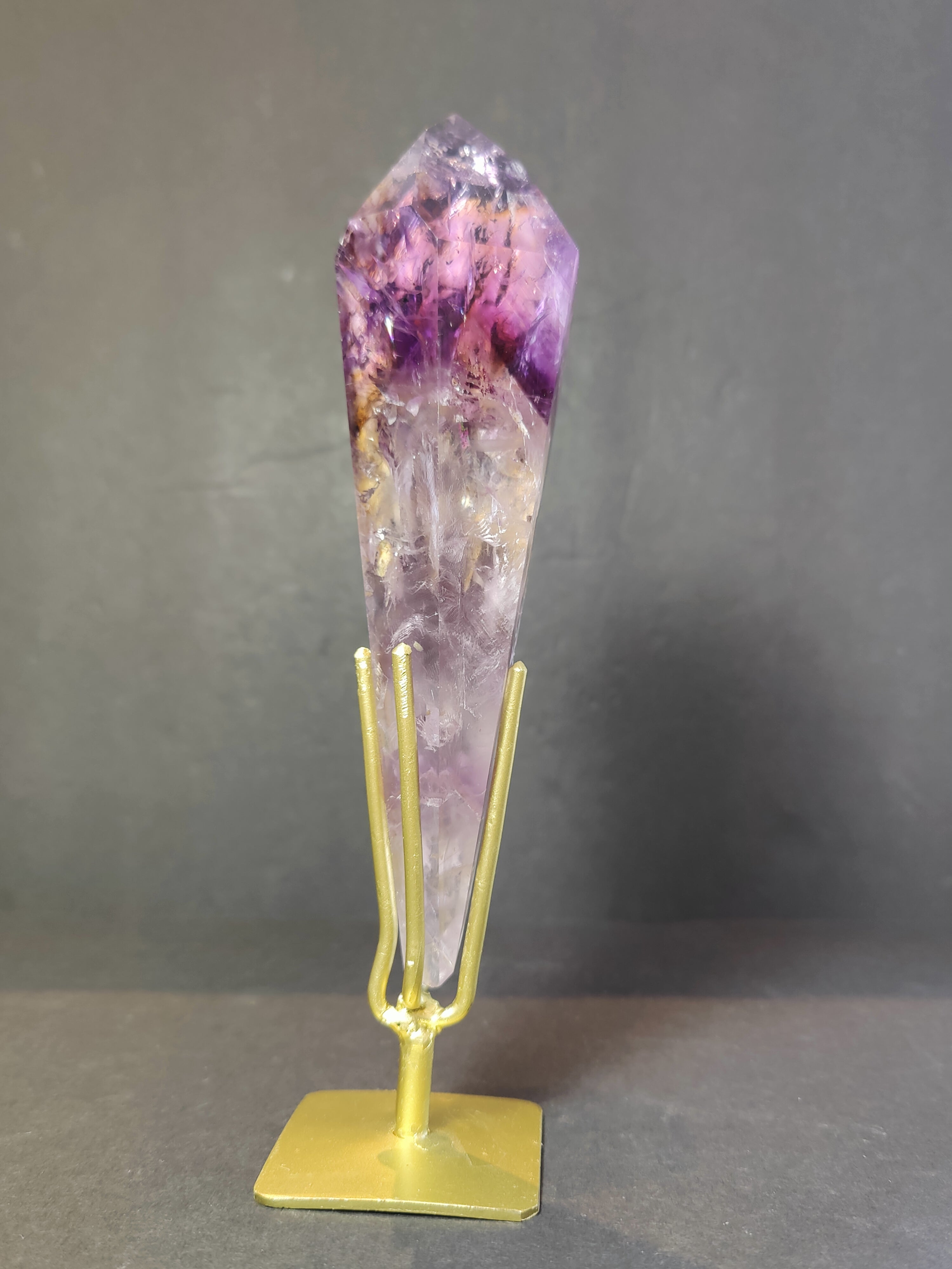 Amethyst Polished Scepter Wand on Metal Stand - New Age Realms