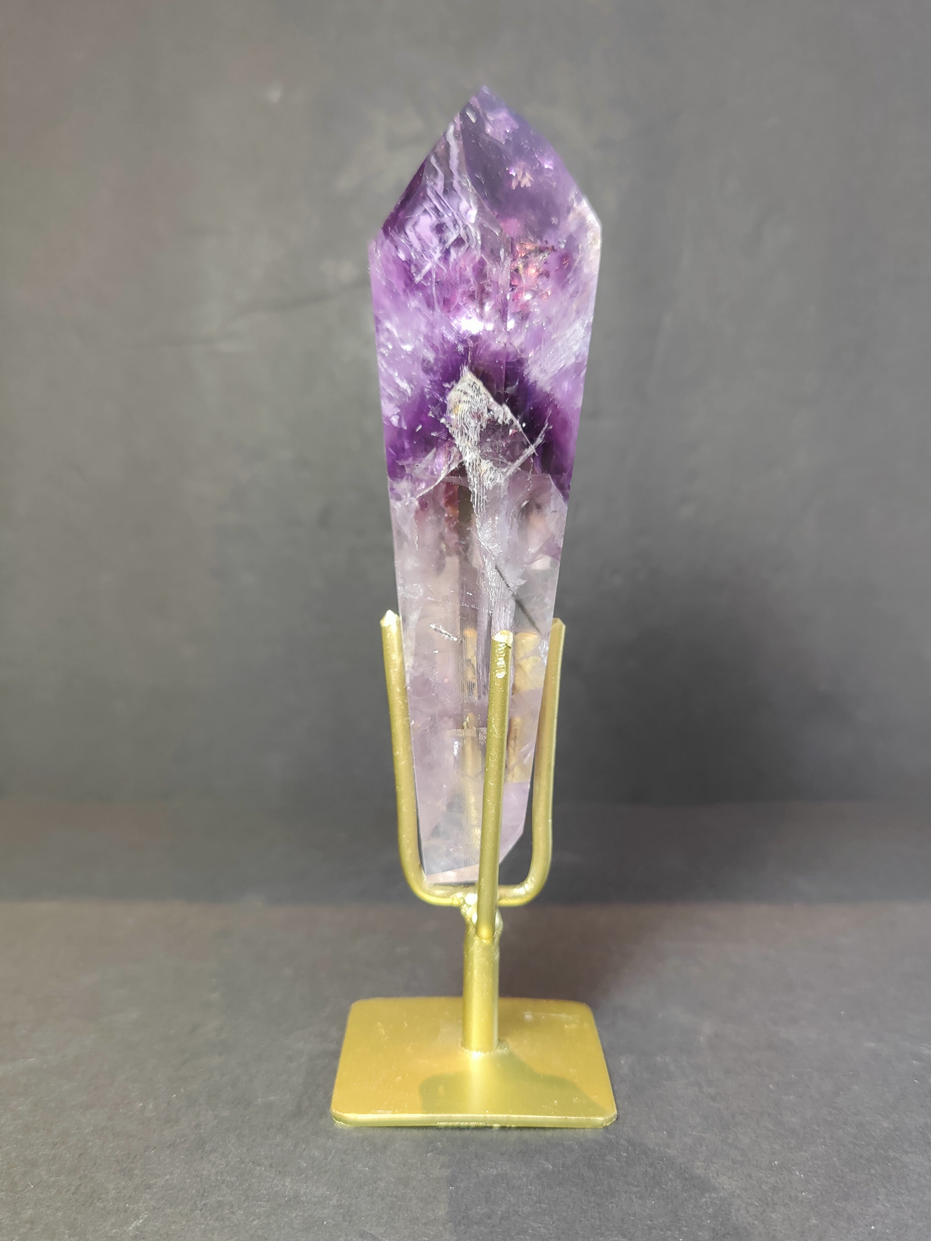 Amethyst Polished Scepter Wand on Metal Stand - New Age Realms