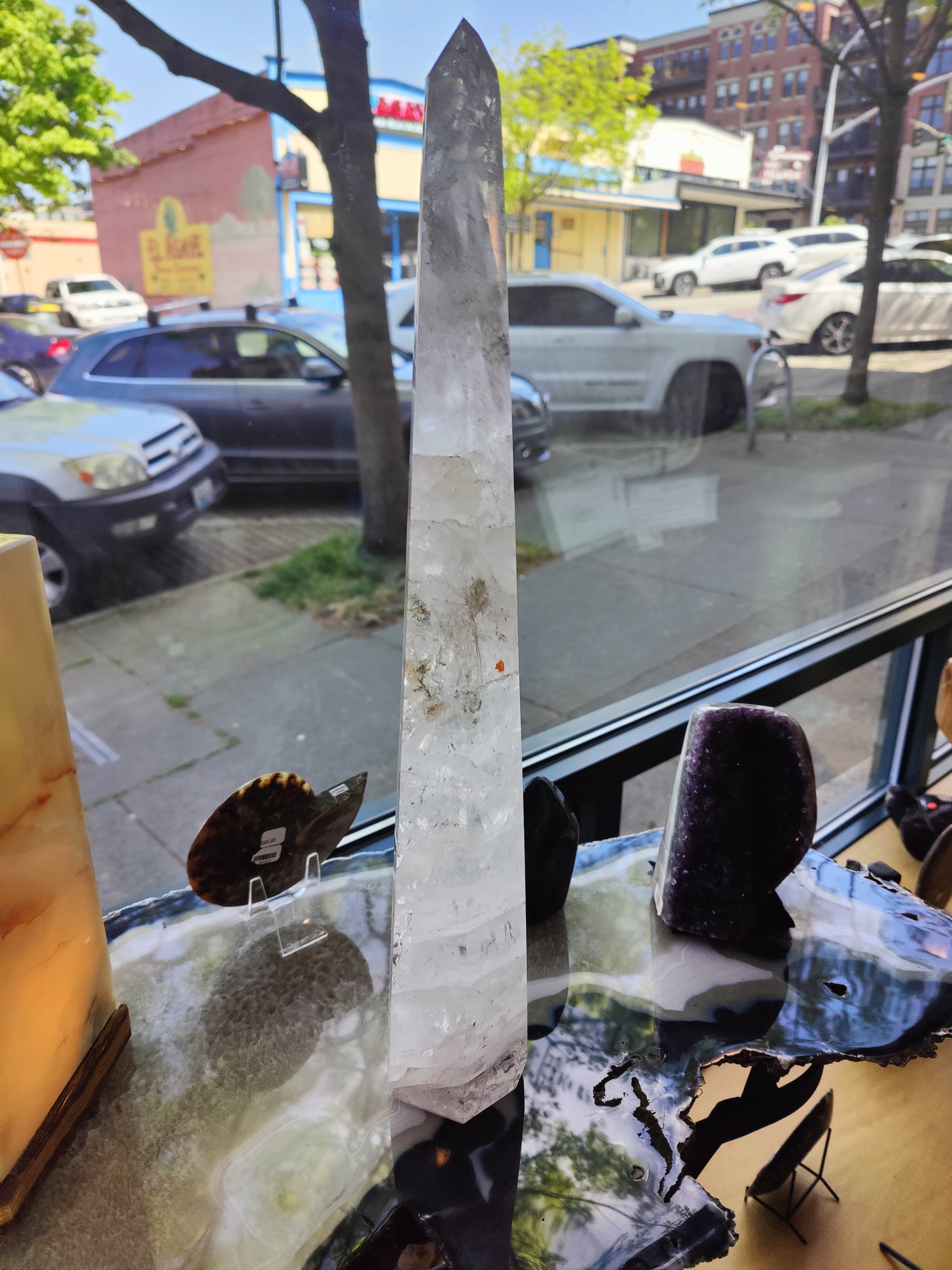 Clear Quartz Polished Obelisk Sculpture 3.35kg 20.5" - New Age Realms