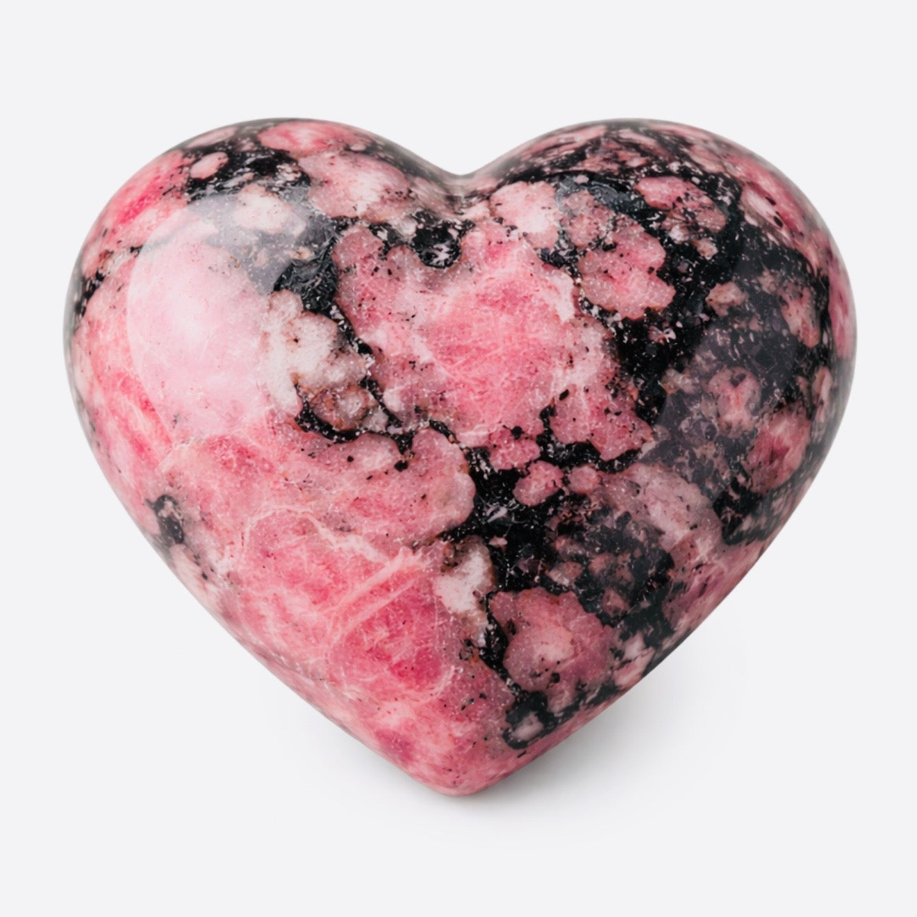 Rhodonite Crystal Heart Carving – Polished Statement Stone - New Age Realms