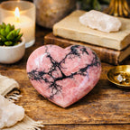 Rhodonite Crystal Heart Carving – Polished Statement Stone - New Age Realms